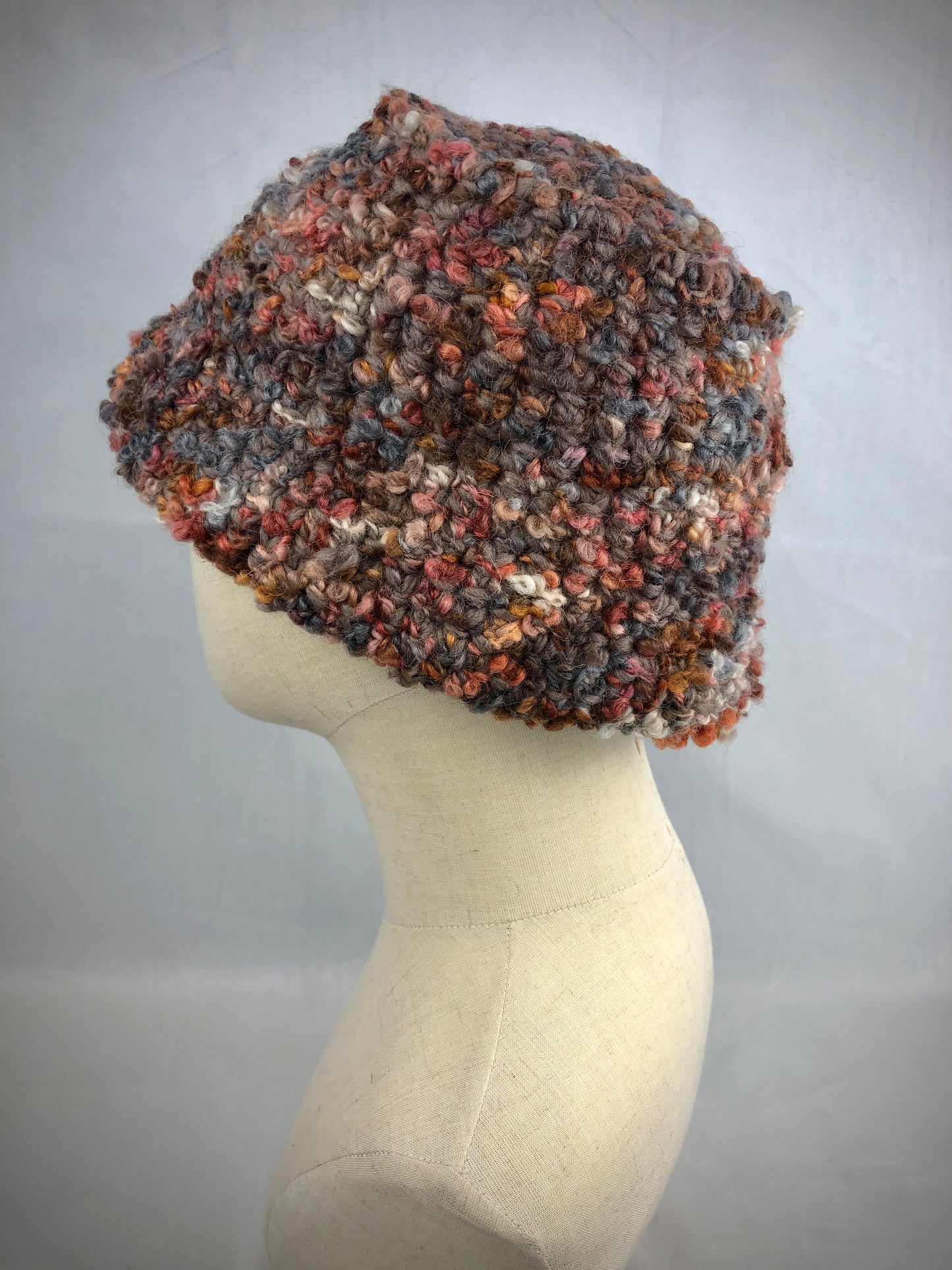 Brown grey wool bucket hat