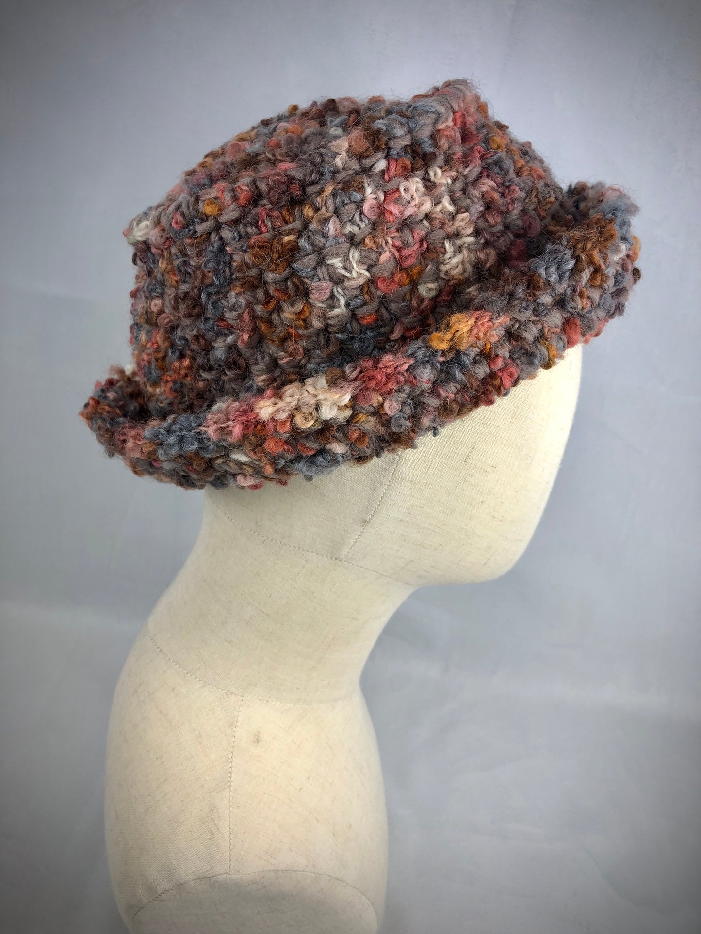 Brown grey wool bucket hat