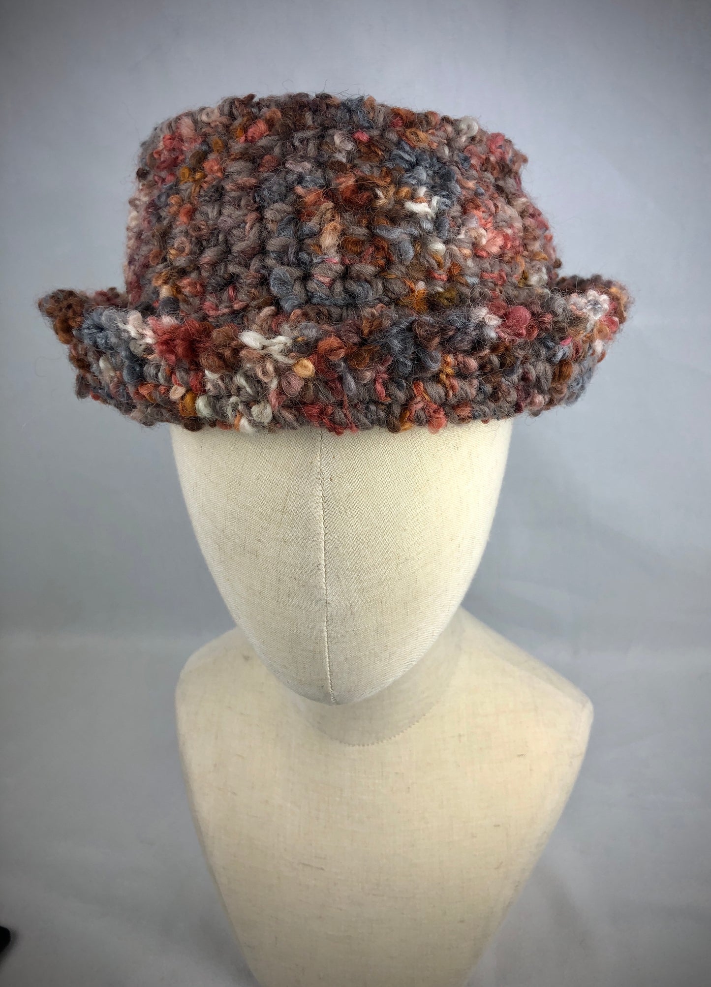Brown grey wool bucket hat