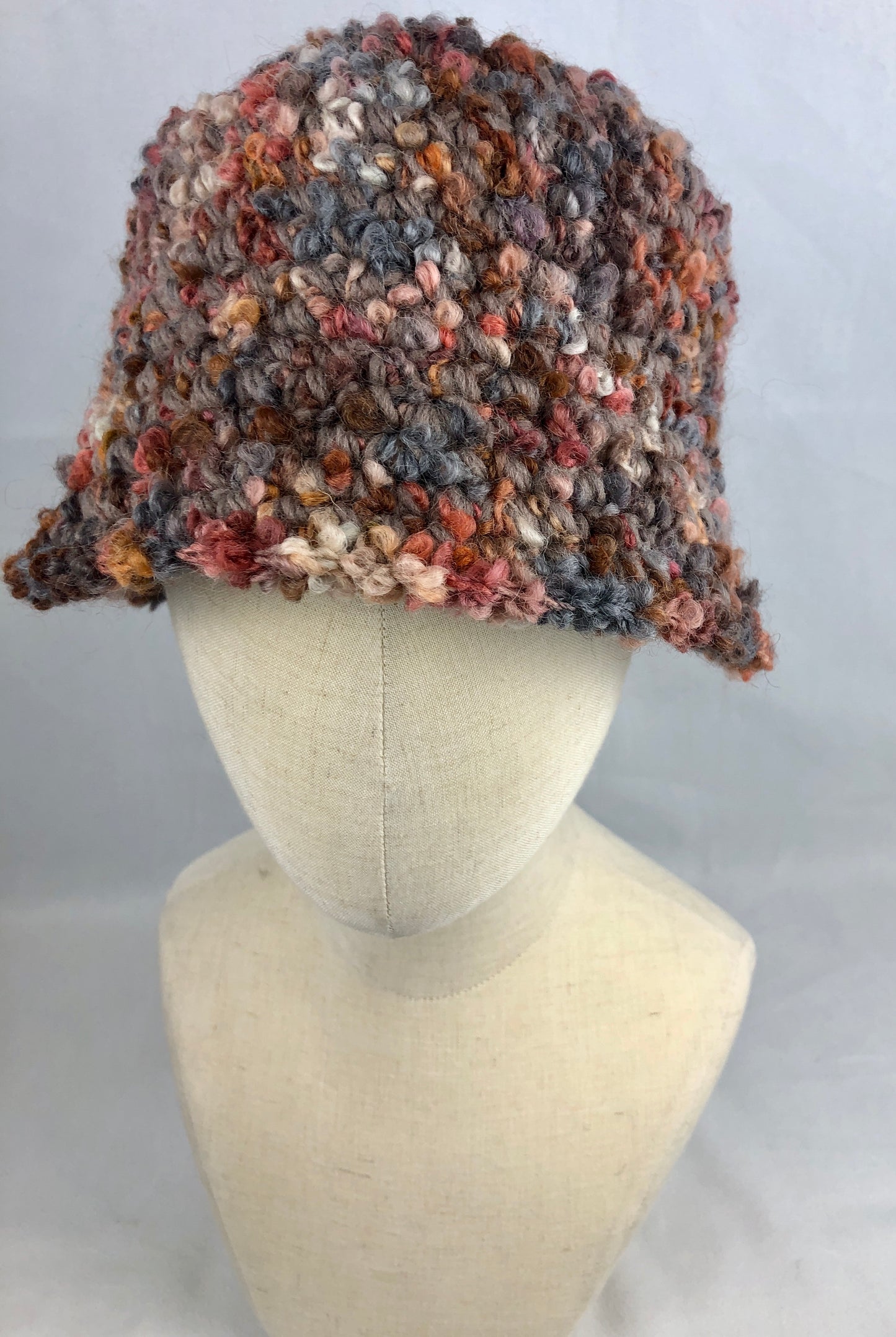 Brown grey wool bucket hat