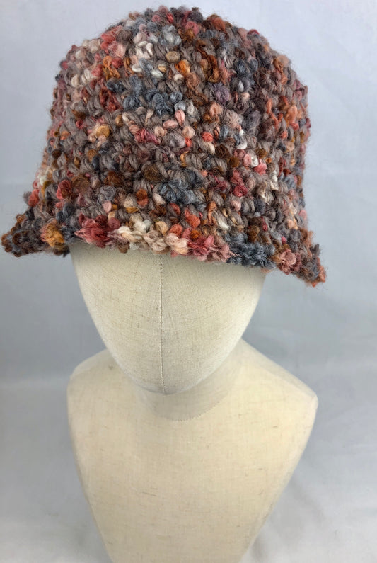 Brown grey wool bucket hat
