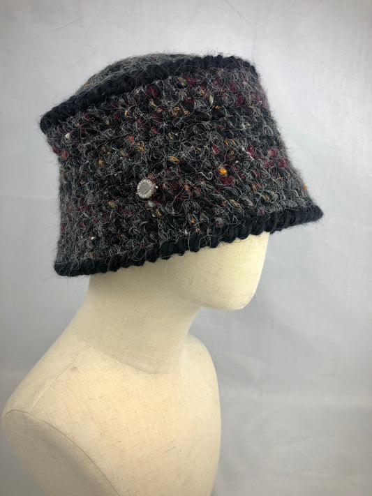 Black tweed wool bucket