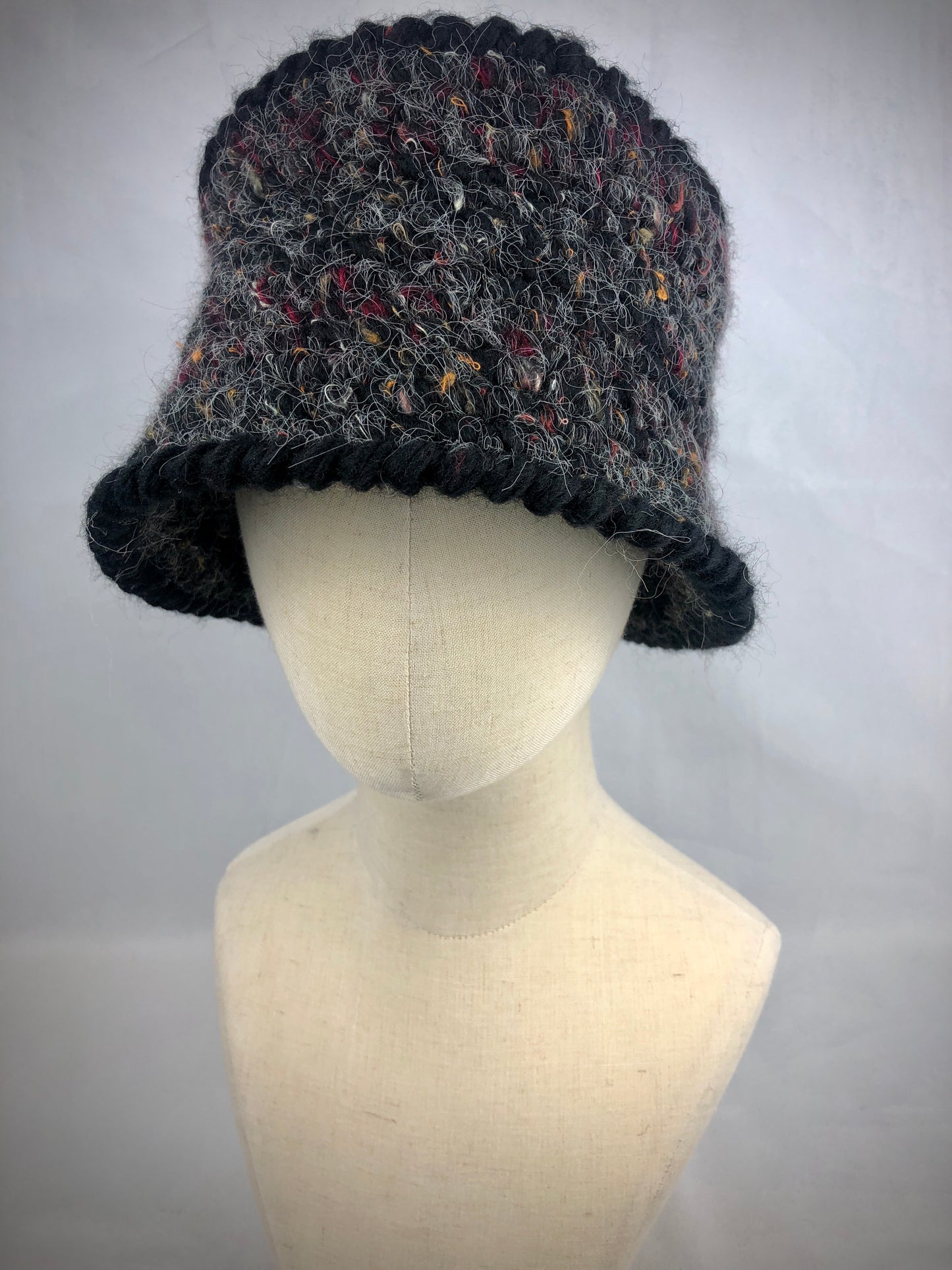 Black tweed wool bucket