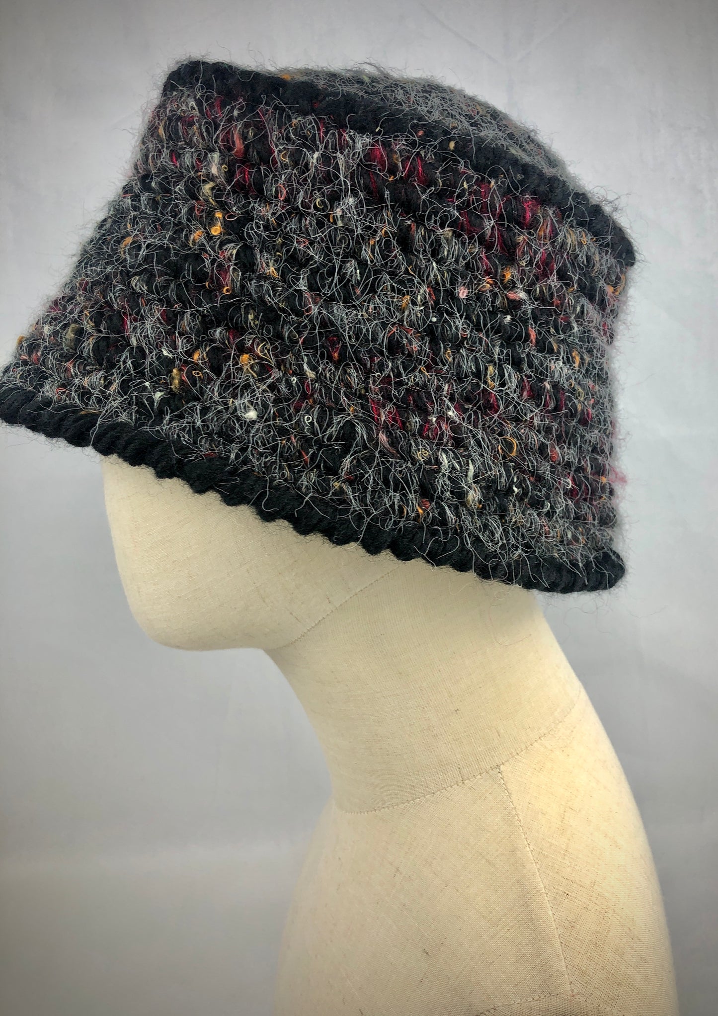 Black tweed wool bucket