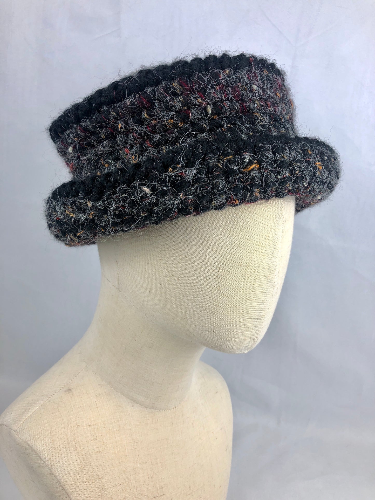 Black tweed wool bucket