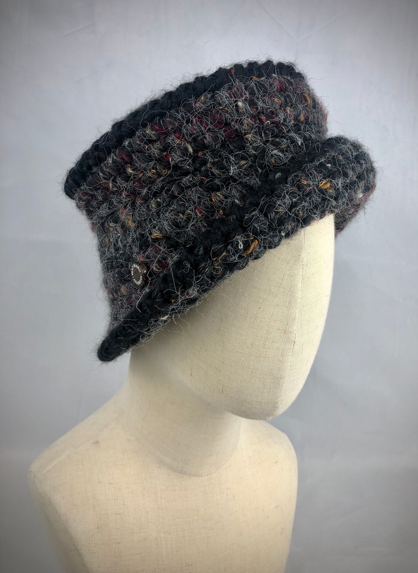 Black tweed wool bucket
