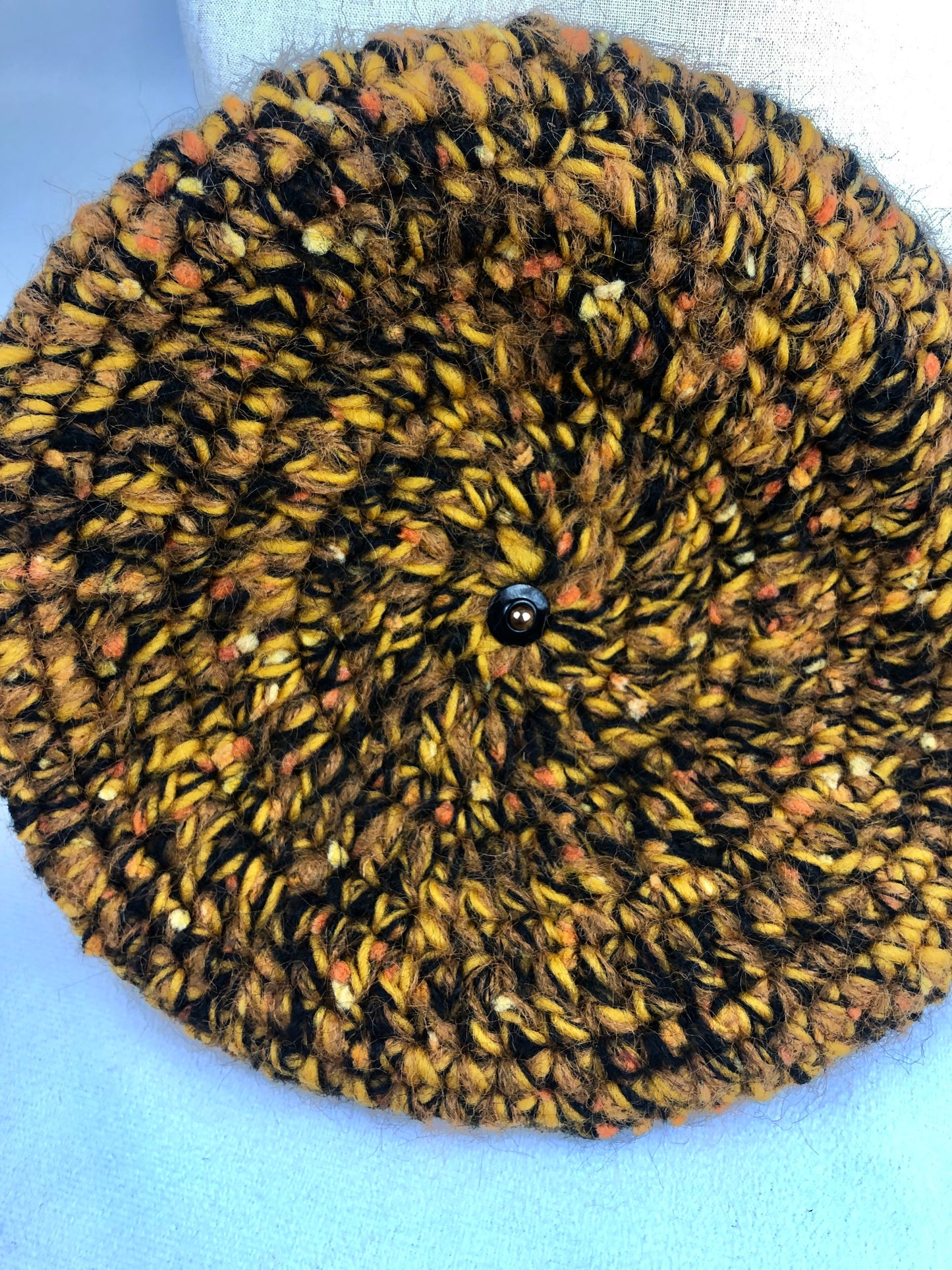 Yellow black wool beret