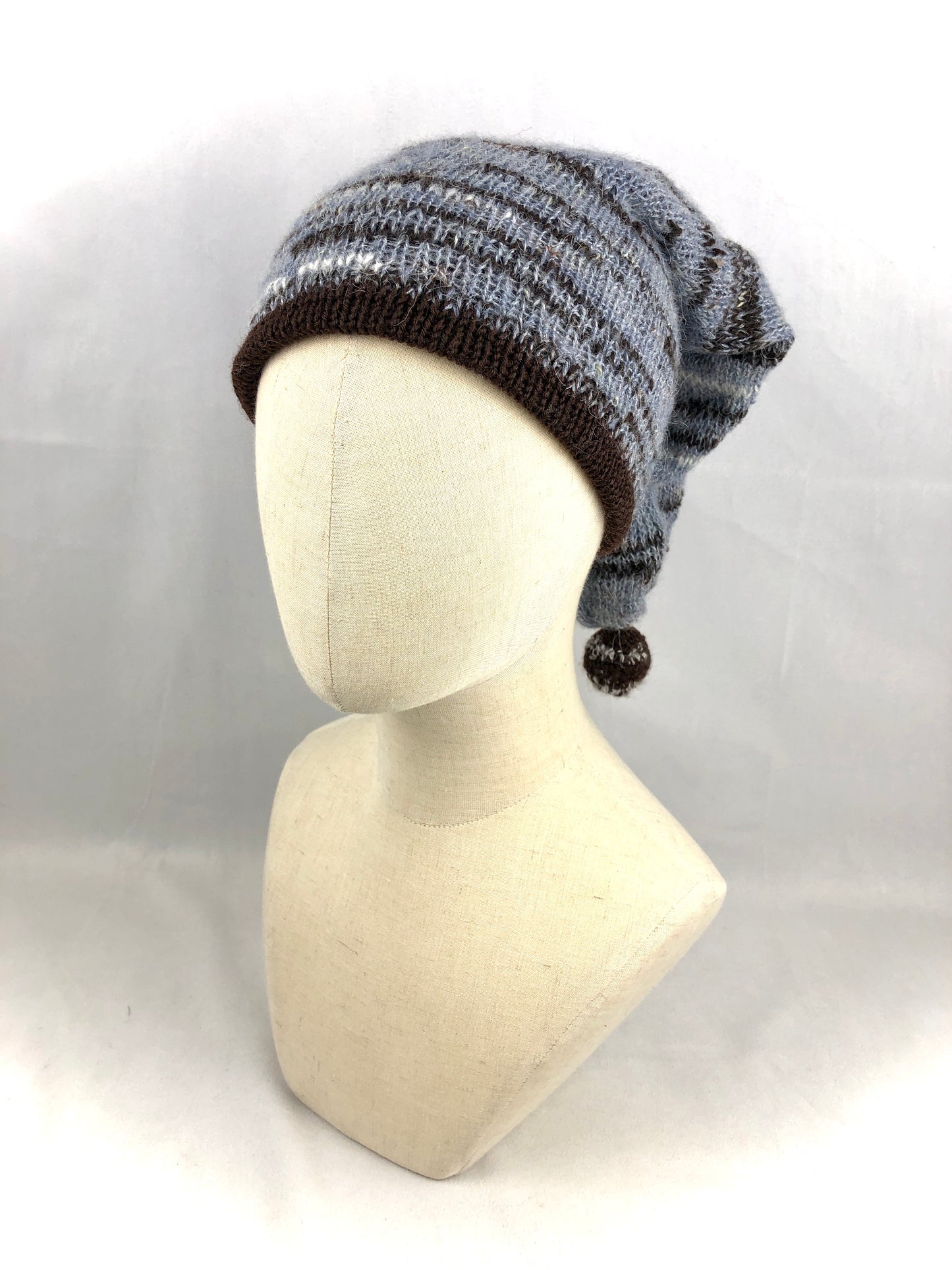 Grey blue gnome style hat