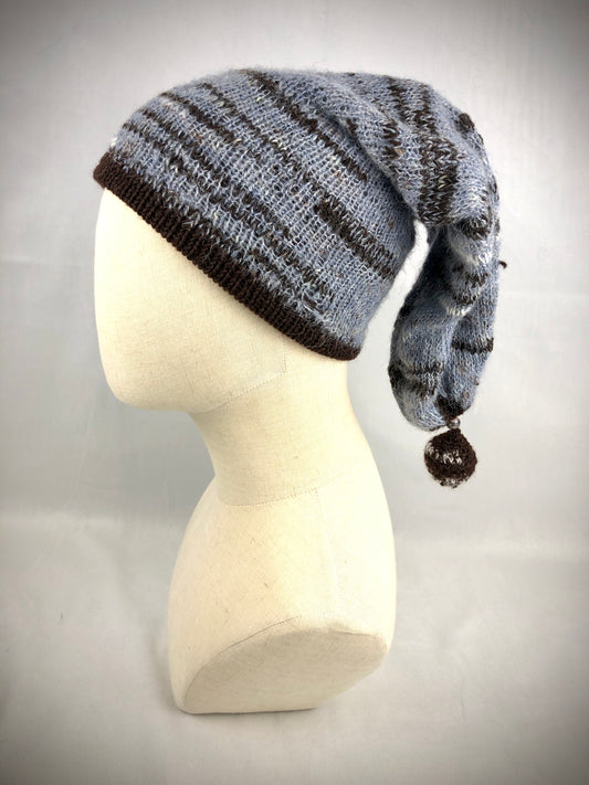 Grey blue gnome style hat
