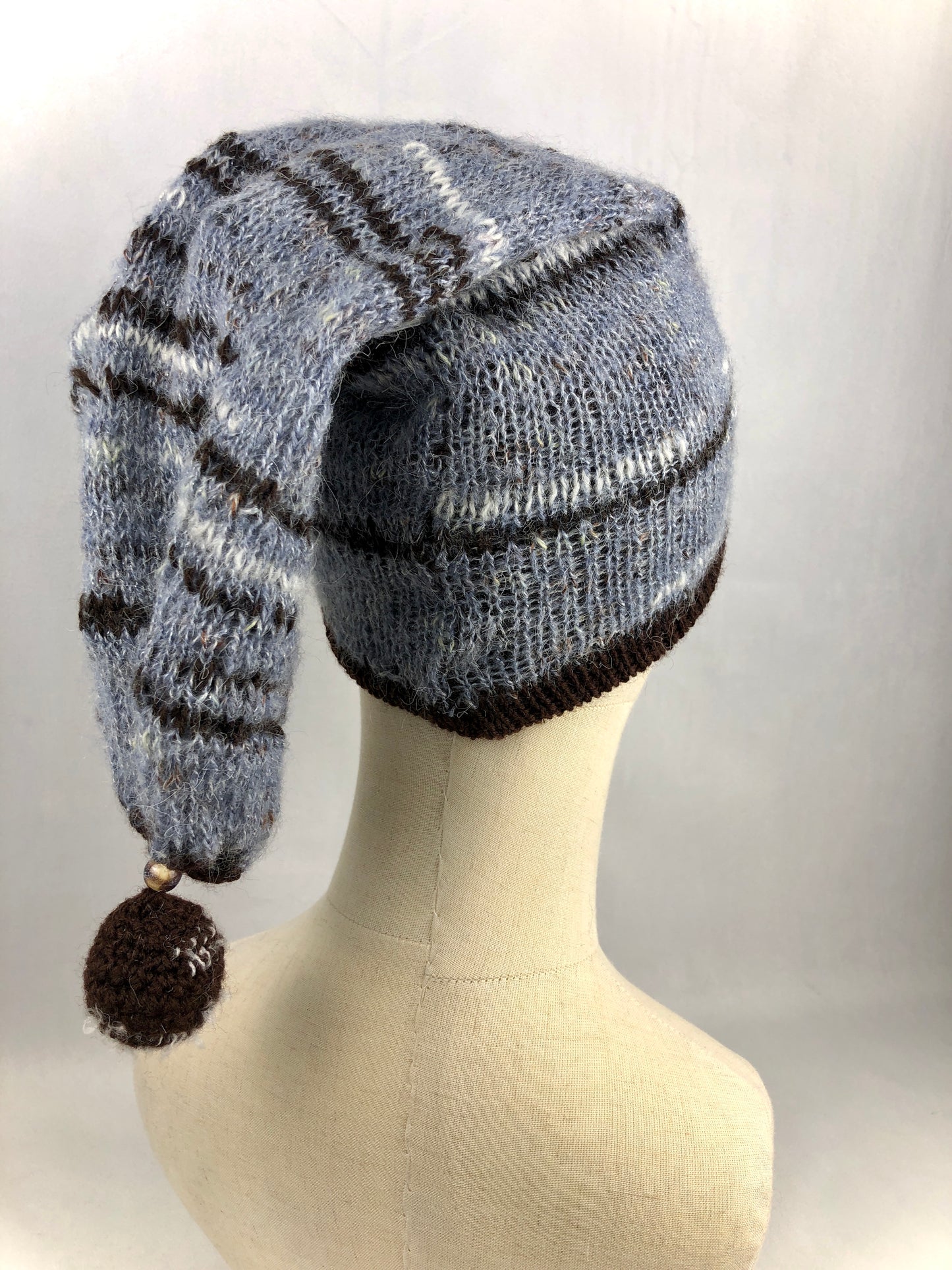 Grey blue gnome style hat