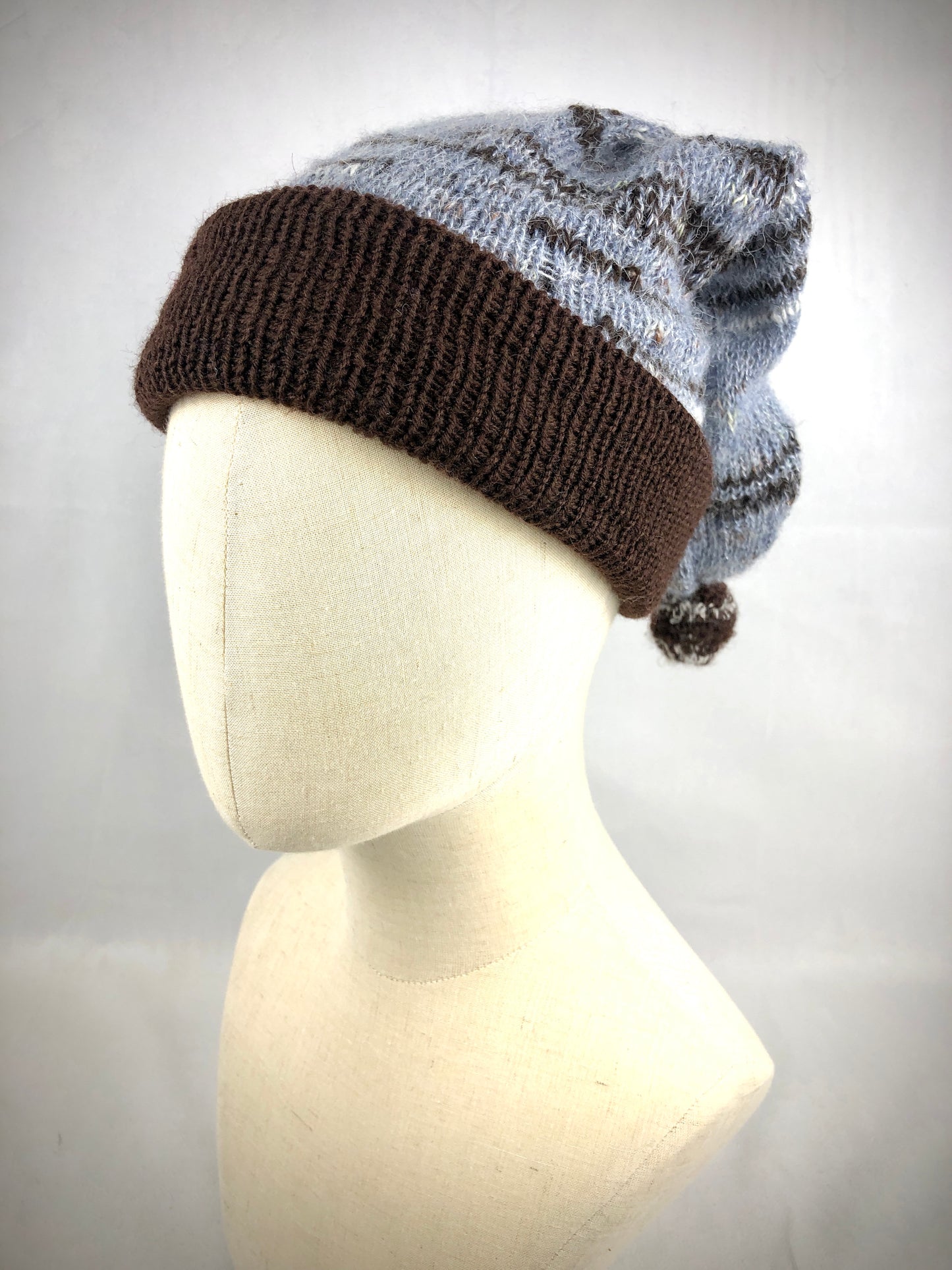Grey blue gnome style hat