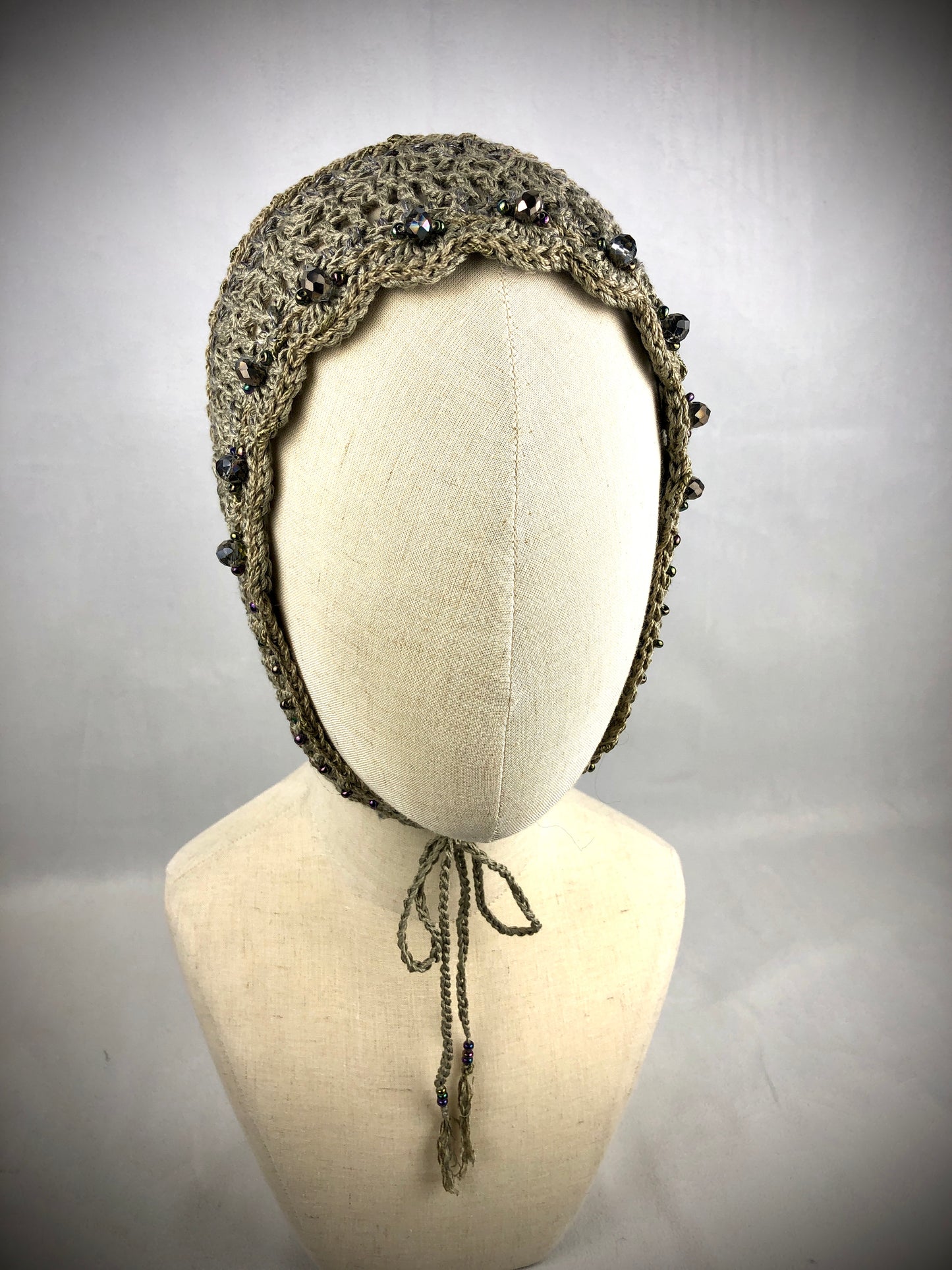 Olive mulberry silk bonnet hat