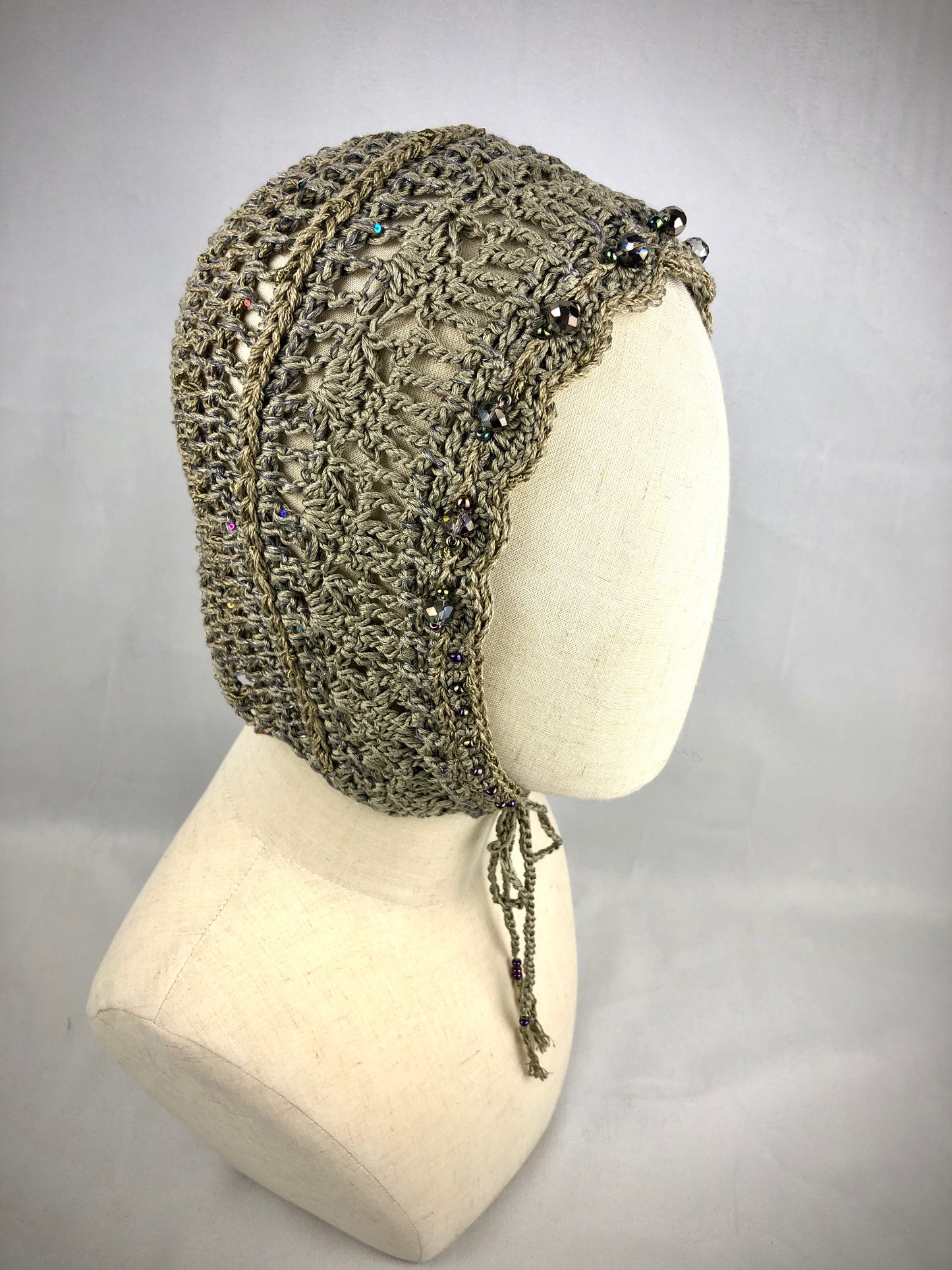 Olive mulberry silk bonnet hat