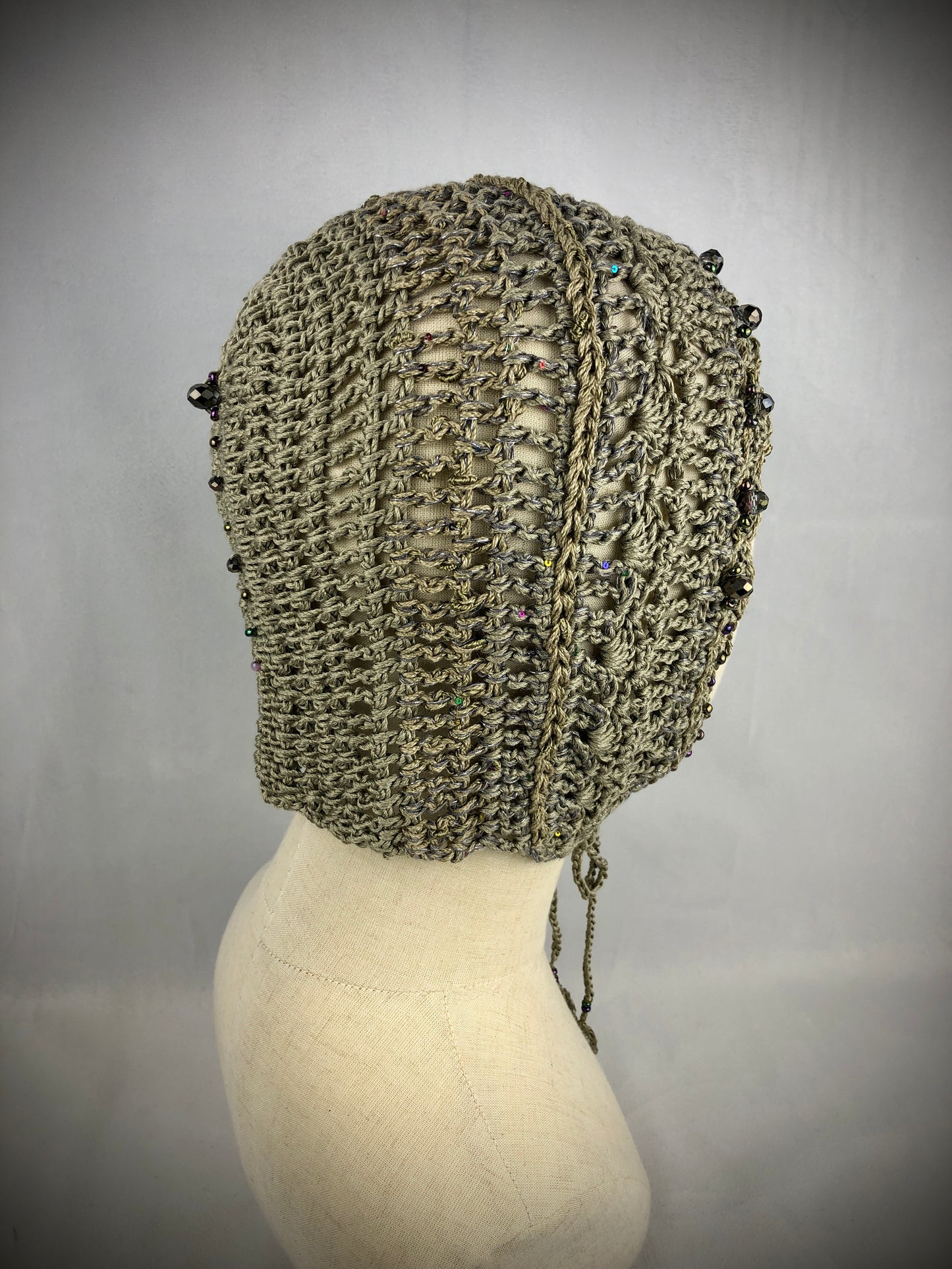Olive mulberry silk bonnet hat