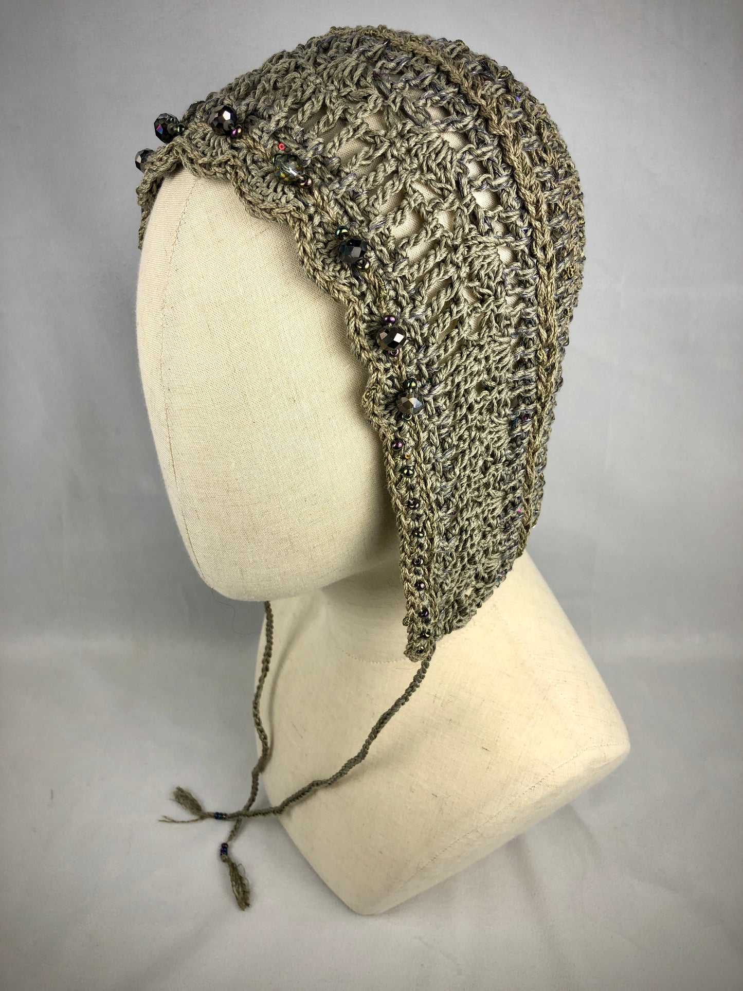 Olive mulberry silk bonnet hat