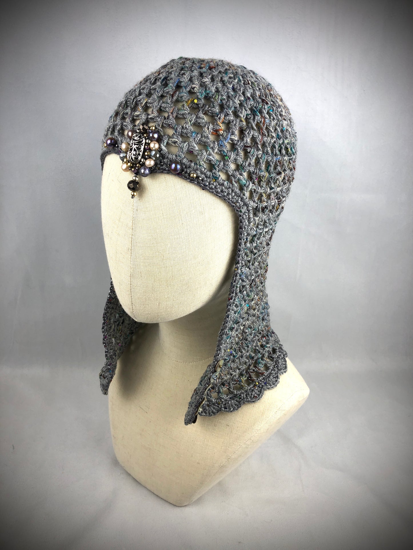 Grey chain mail mesh hat