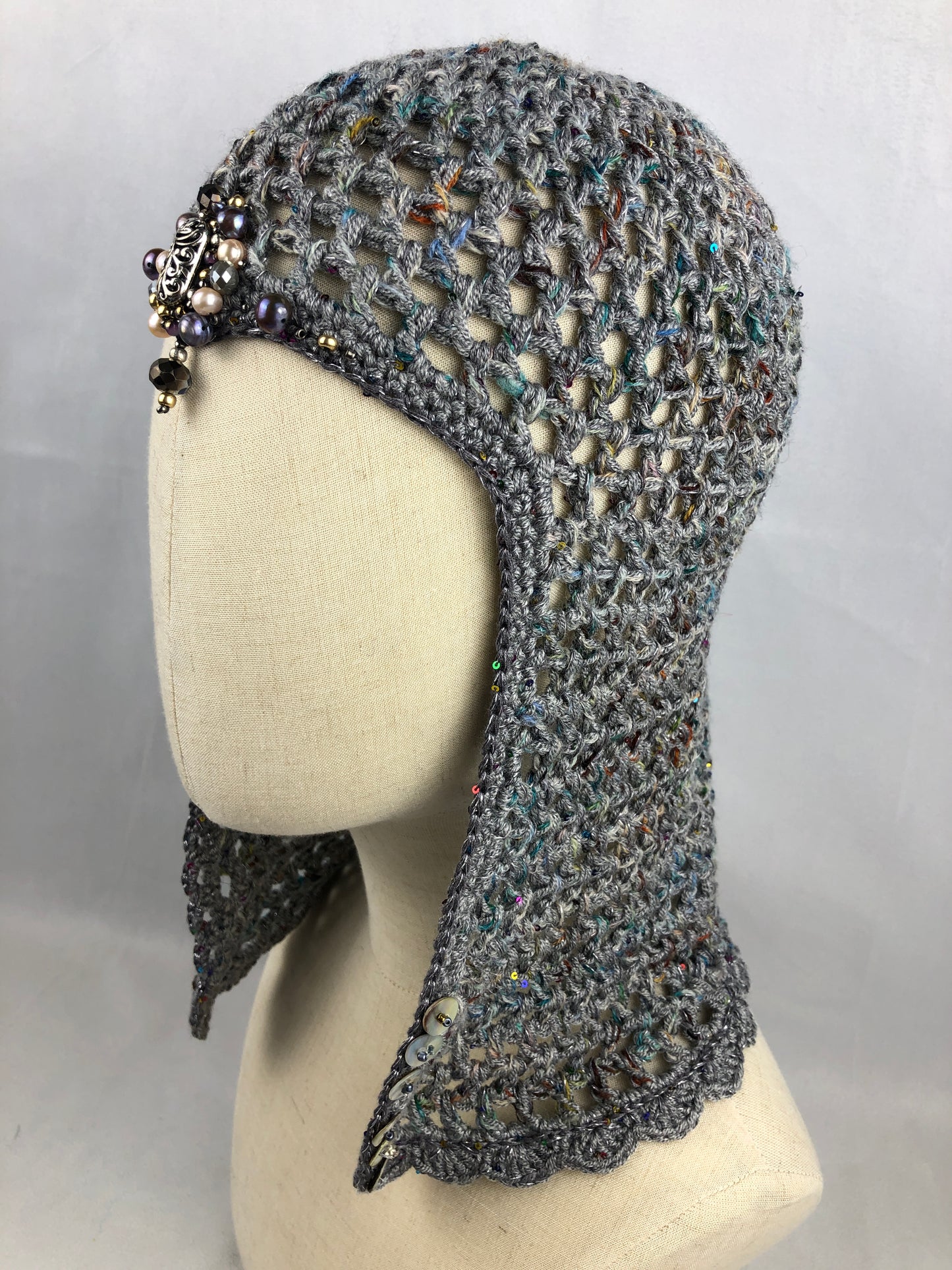 Grey chain mail mesh hat