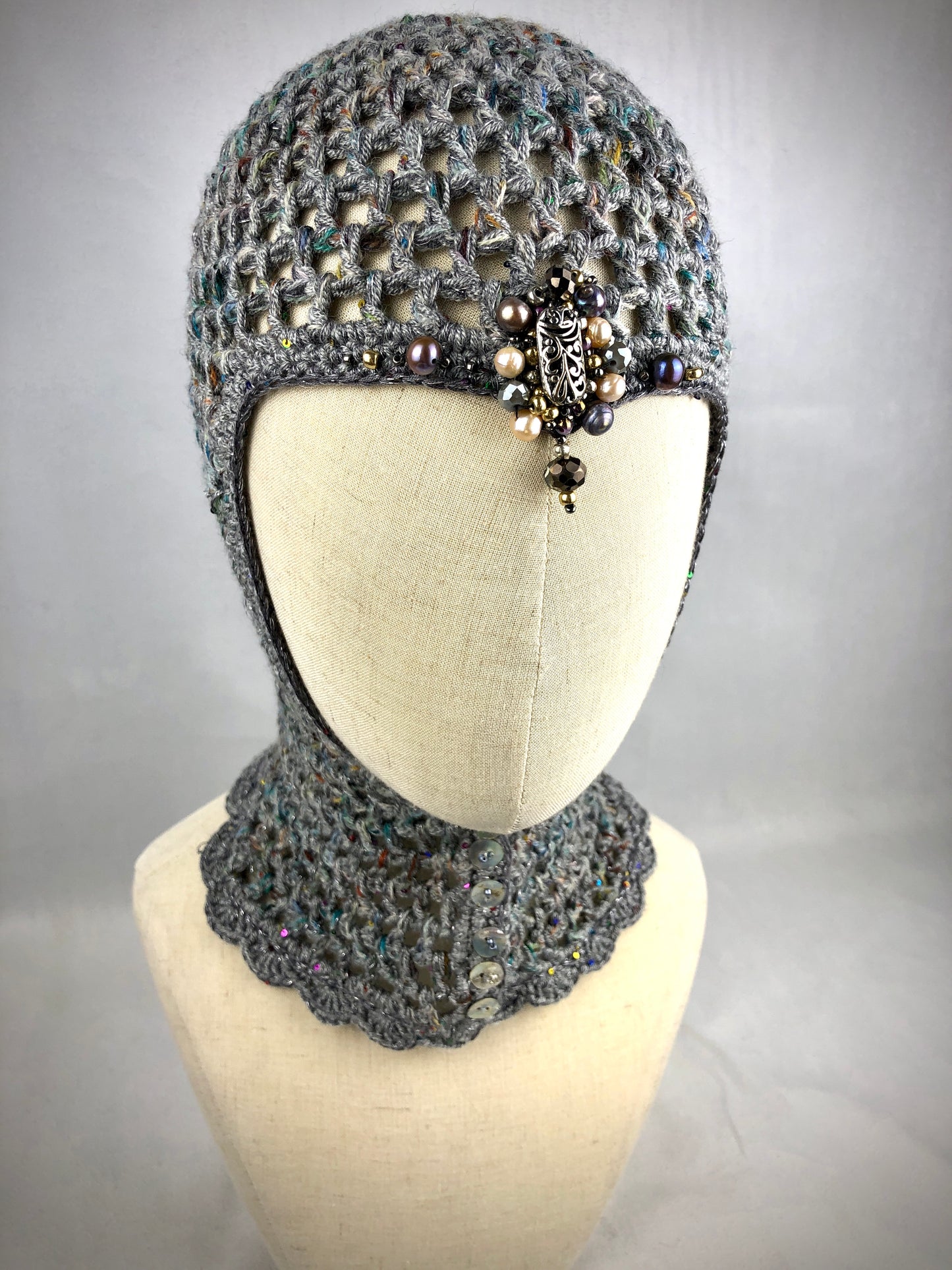 Grey chain mail mesh hat
