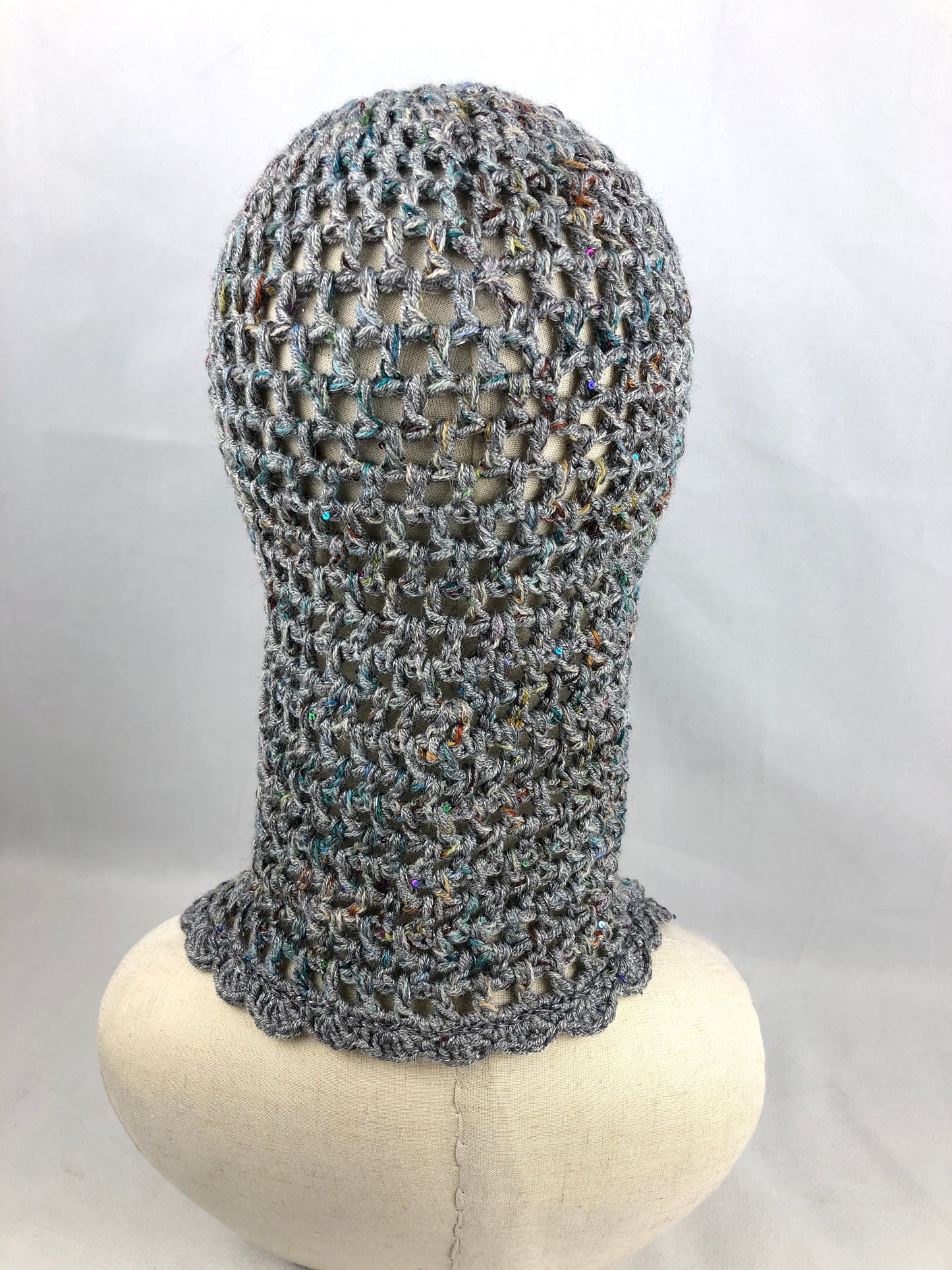 Grey chain mail mesh hat