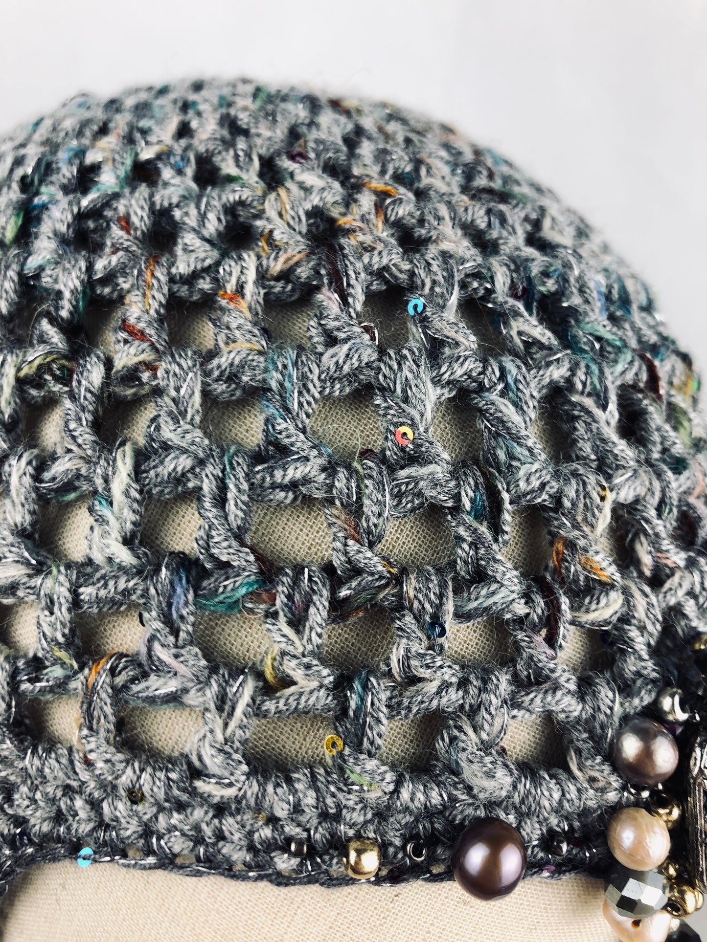 Grey chain mail mesh hat