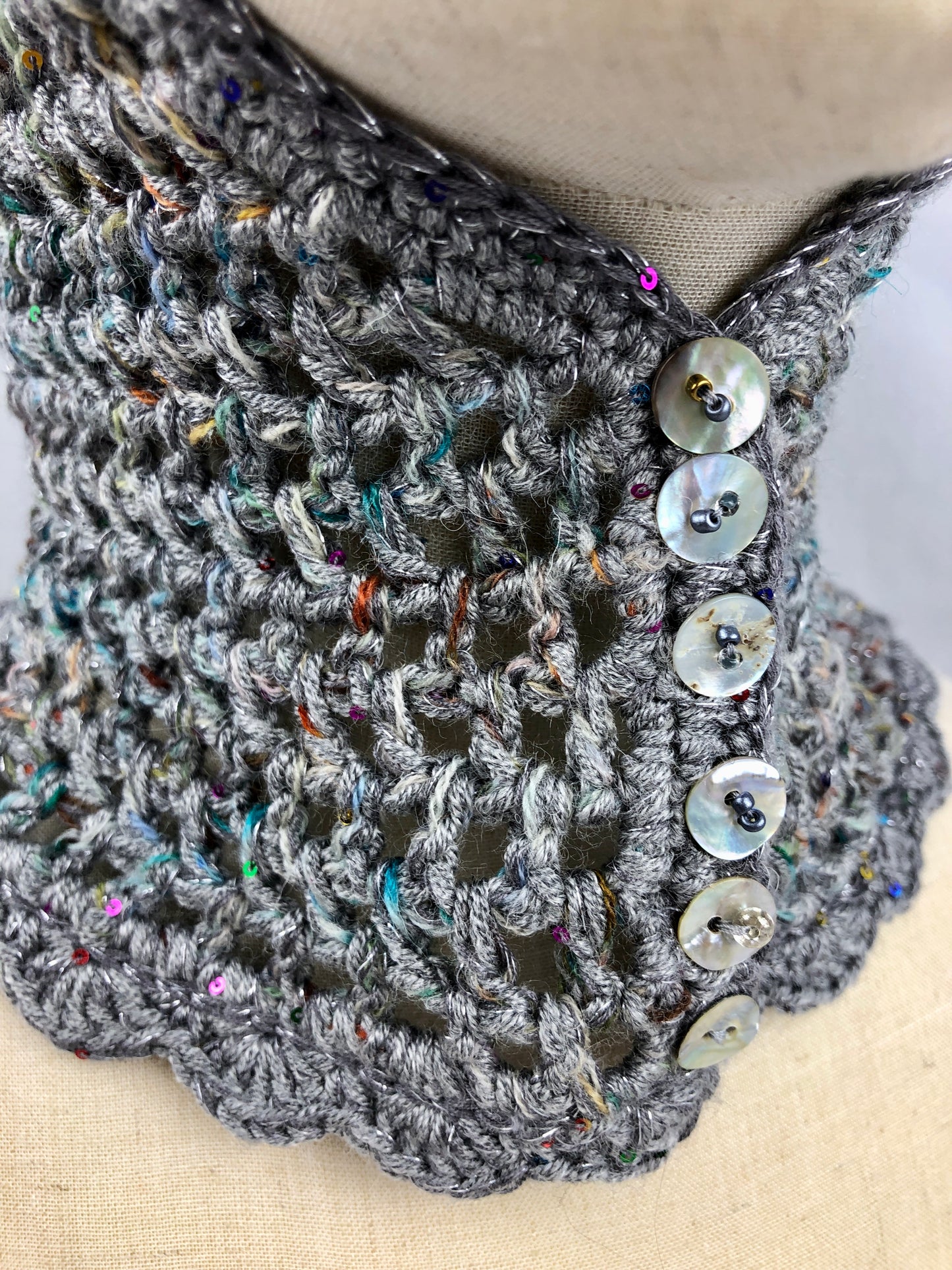 Grey chain mail mesh hat
