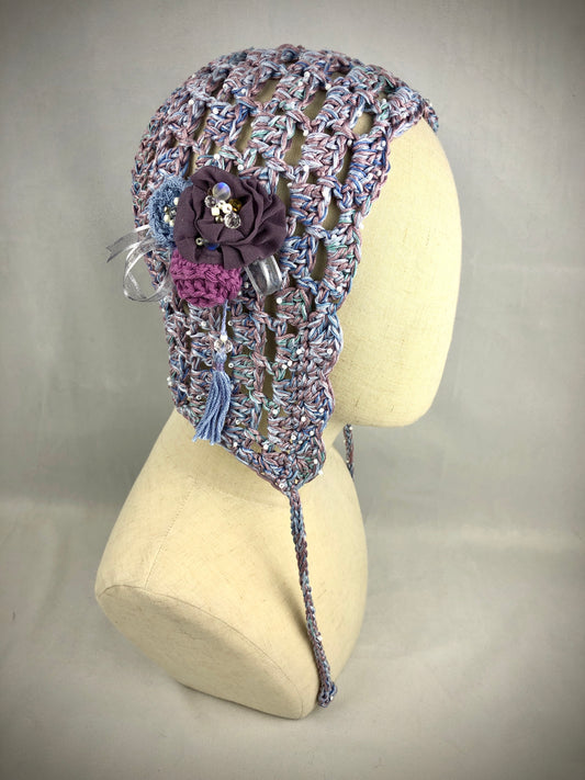 Pink blue bonnet hat