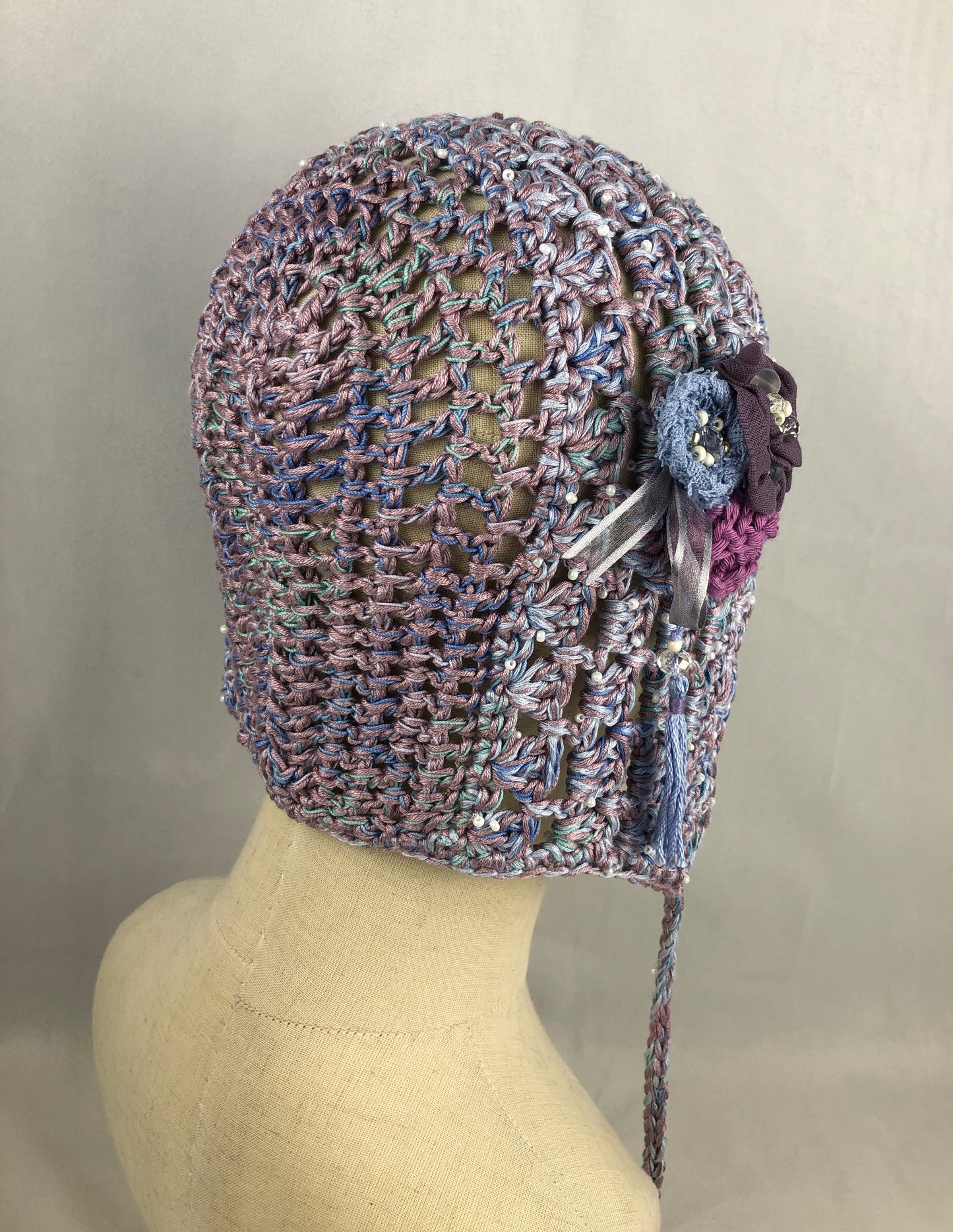 Pink blue bonnet hat