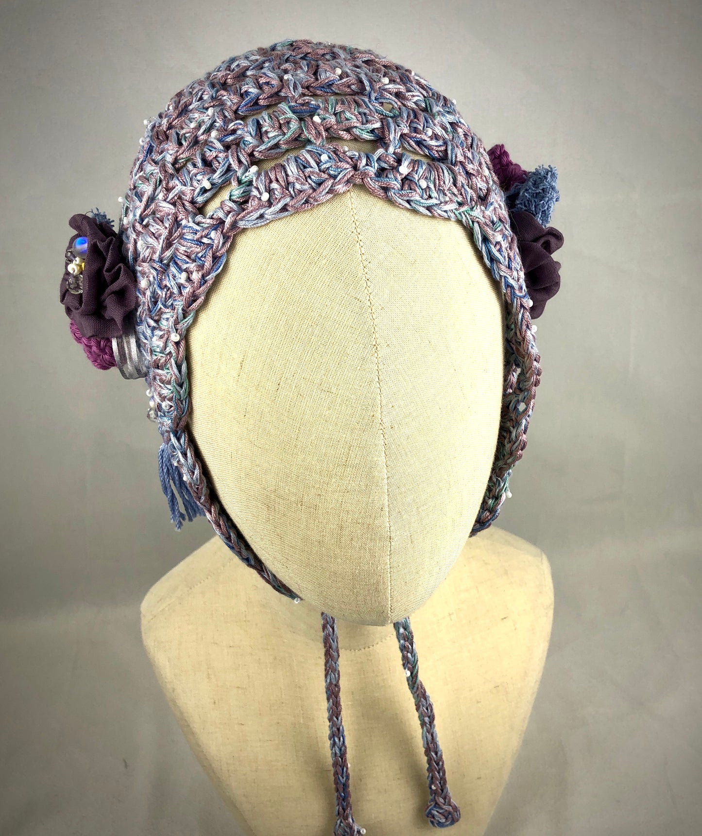 Pink blue bonnet hat
