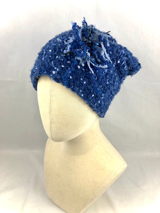 Blue slouchy beanie toque hat