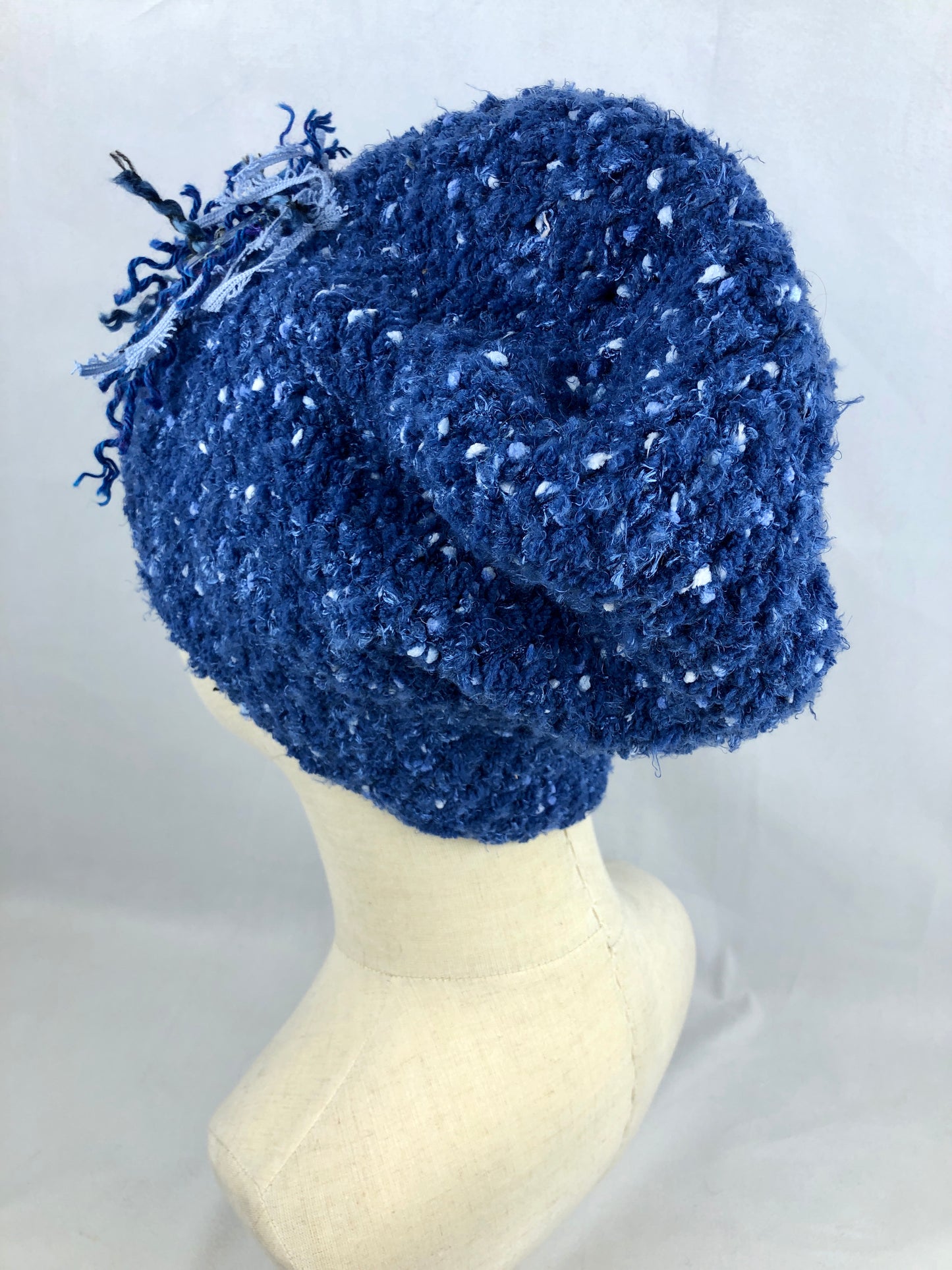 Blue slouchy beanie toque hat