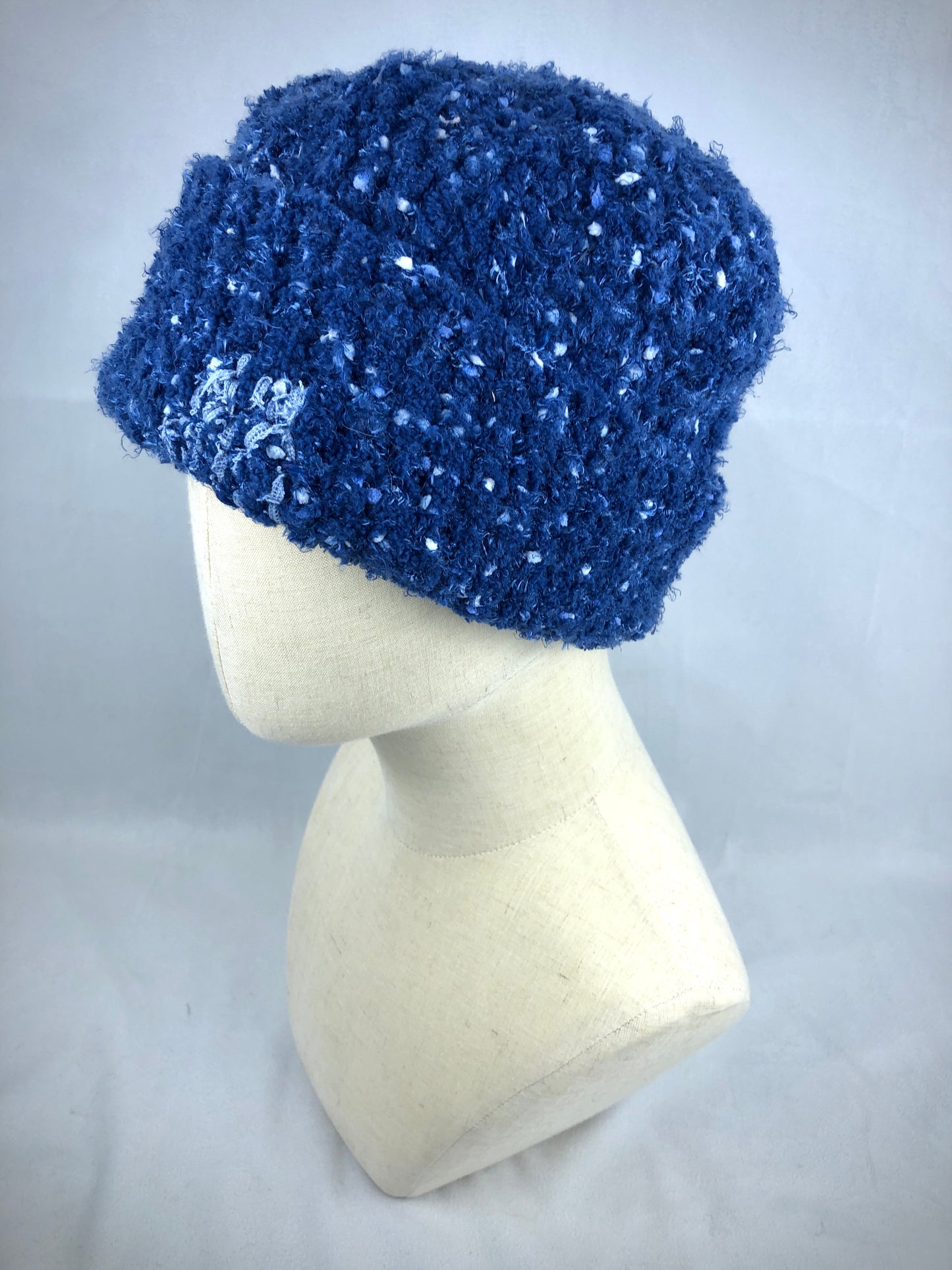 Blue slouchy beanie toque hat