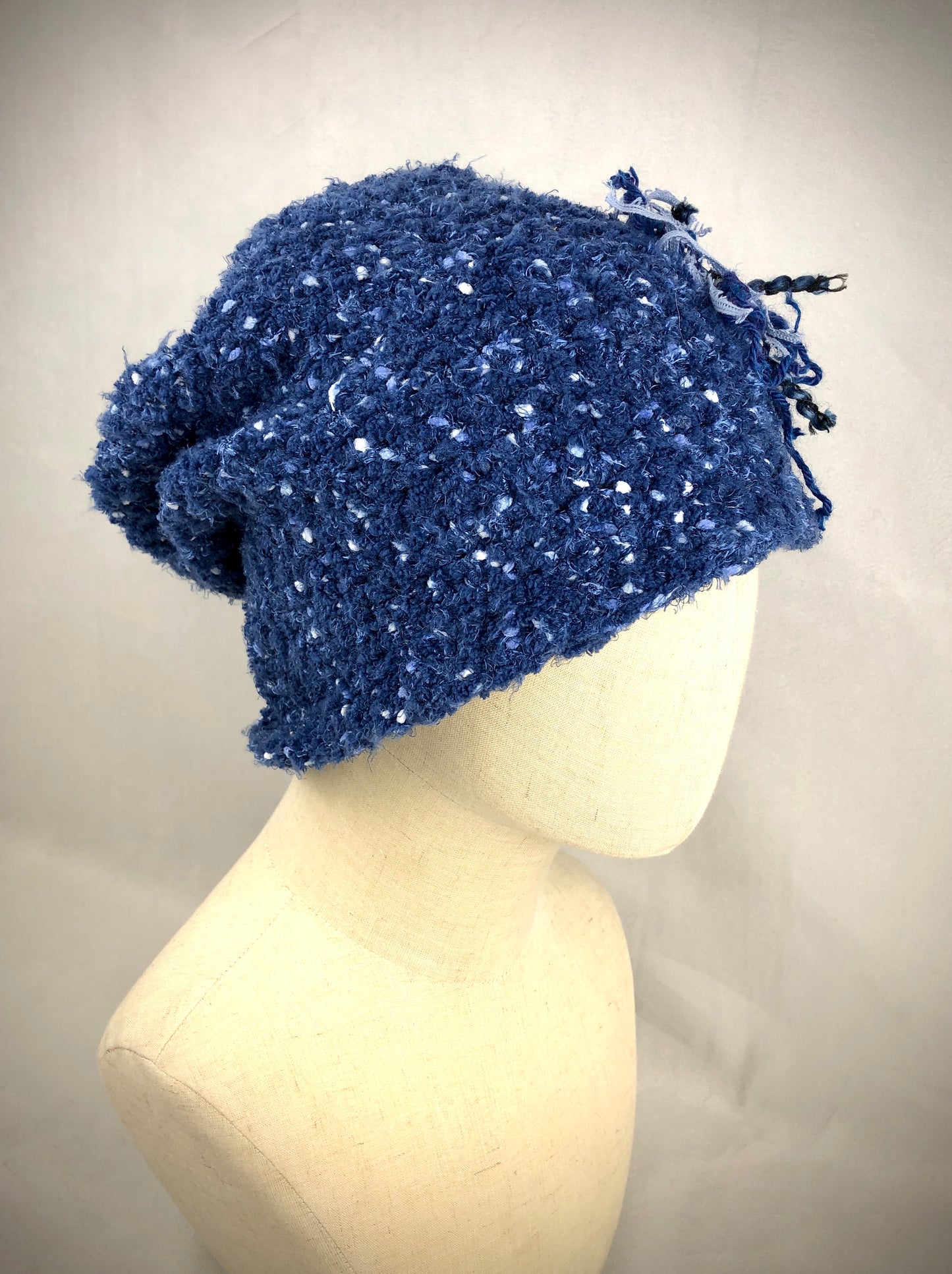 Blue slouchy beanie toque hat