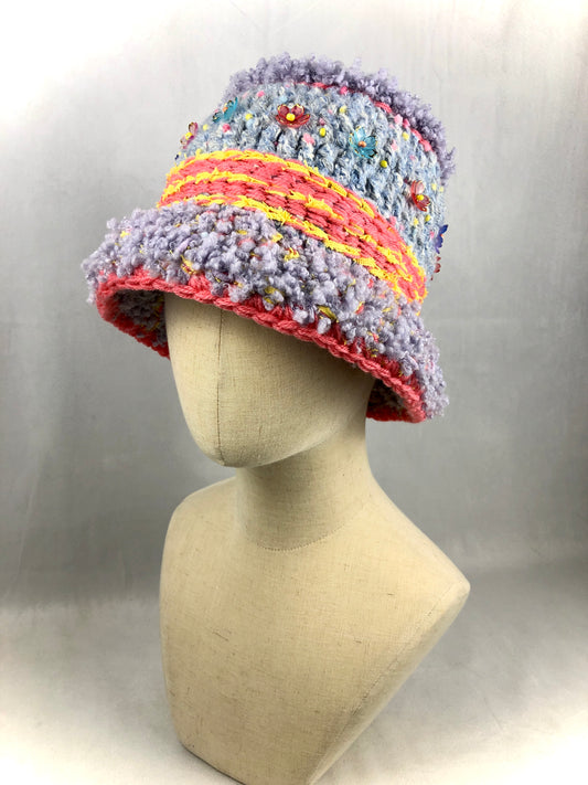 Pastel blue purple bucket hat