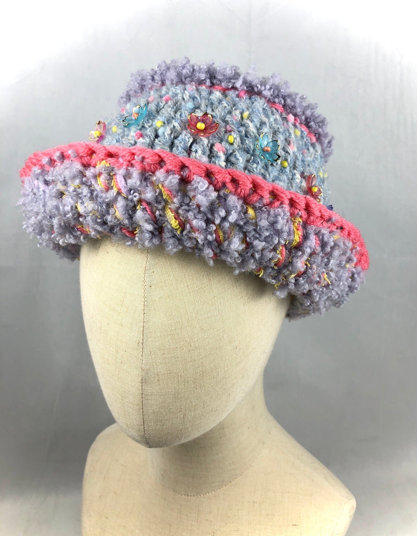 Pastel blue purple bucket hat