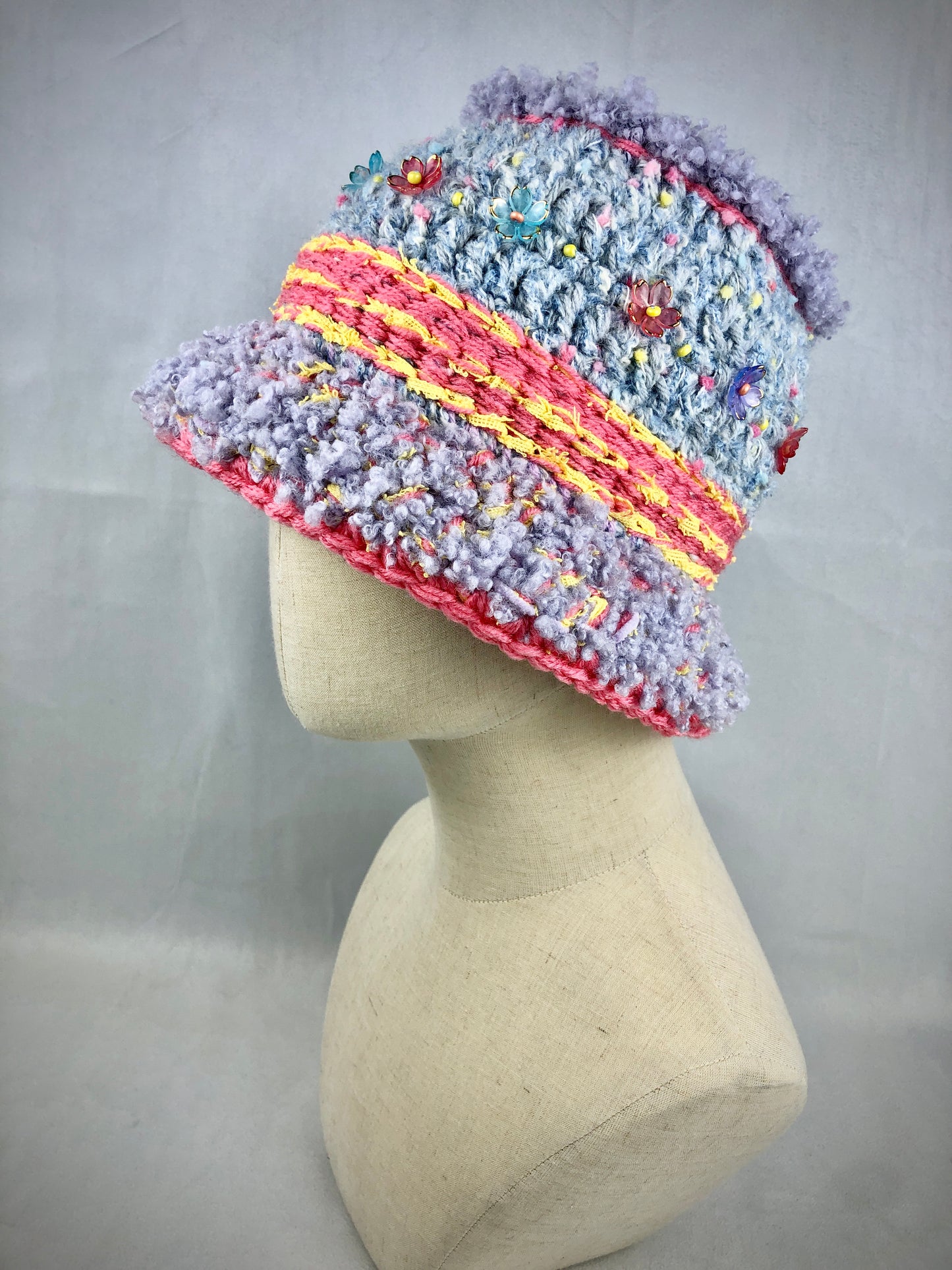 Pastel blue purple bucket hat