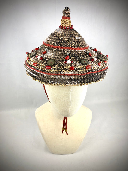 Brown red conical sunhat