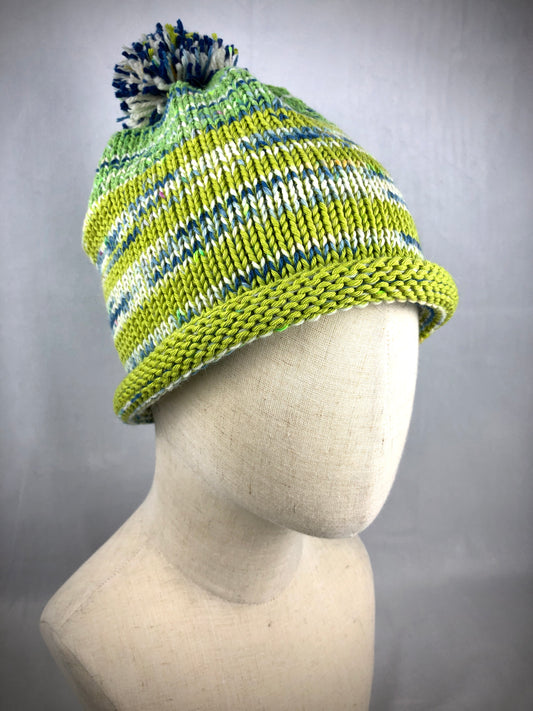 Green apple stripe beanie toque hat