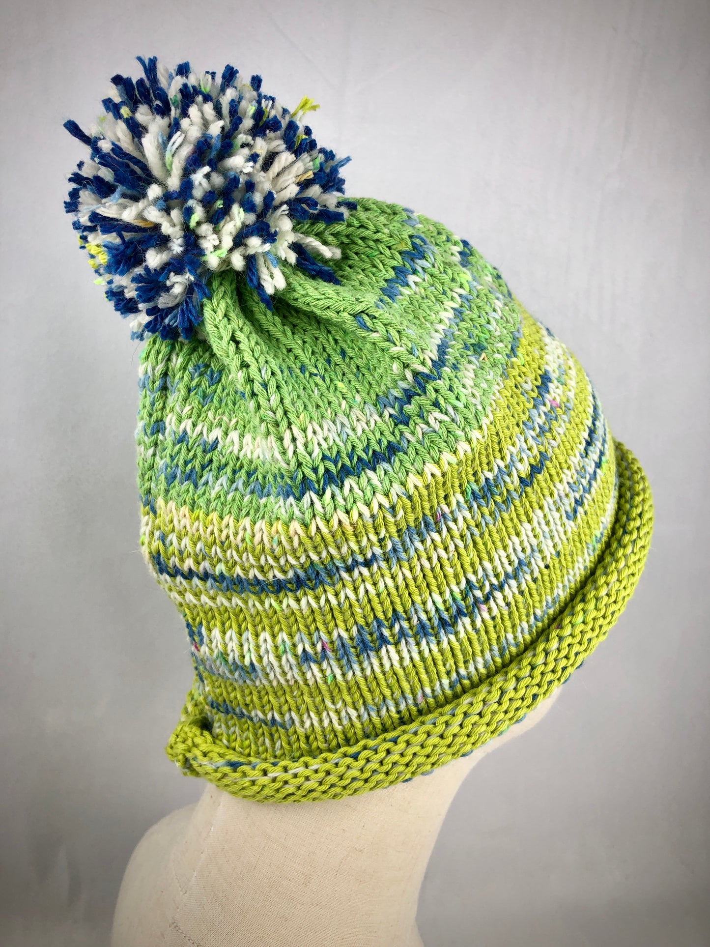 Green apple stripe beanie toque hat