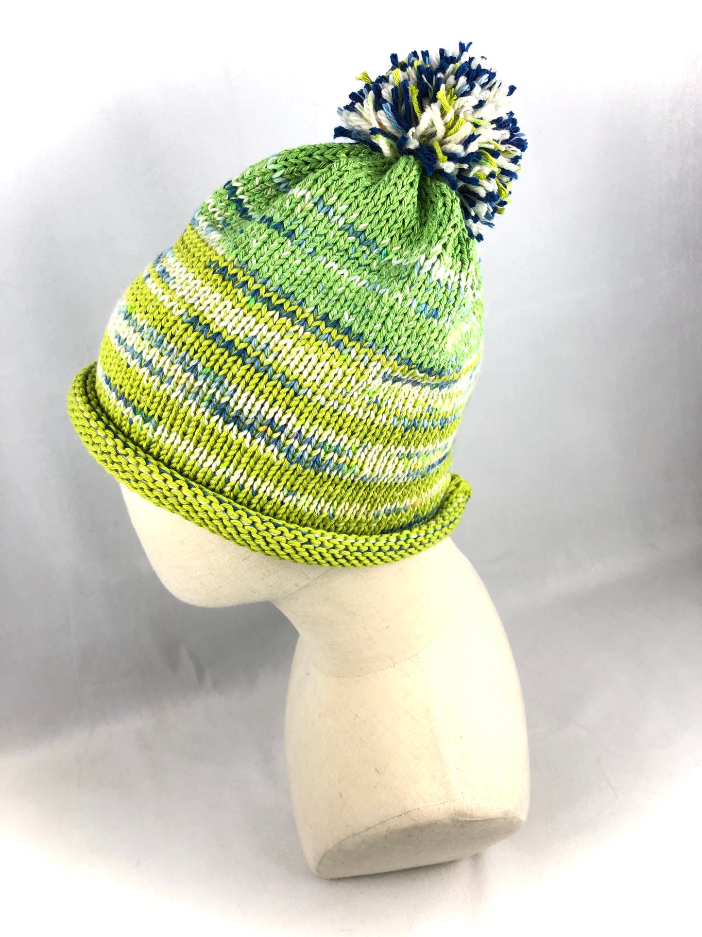 Green apple stripe beanie toque hat