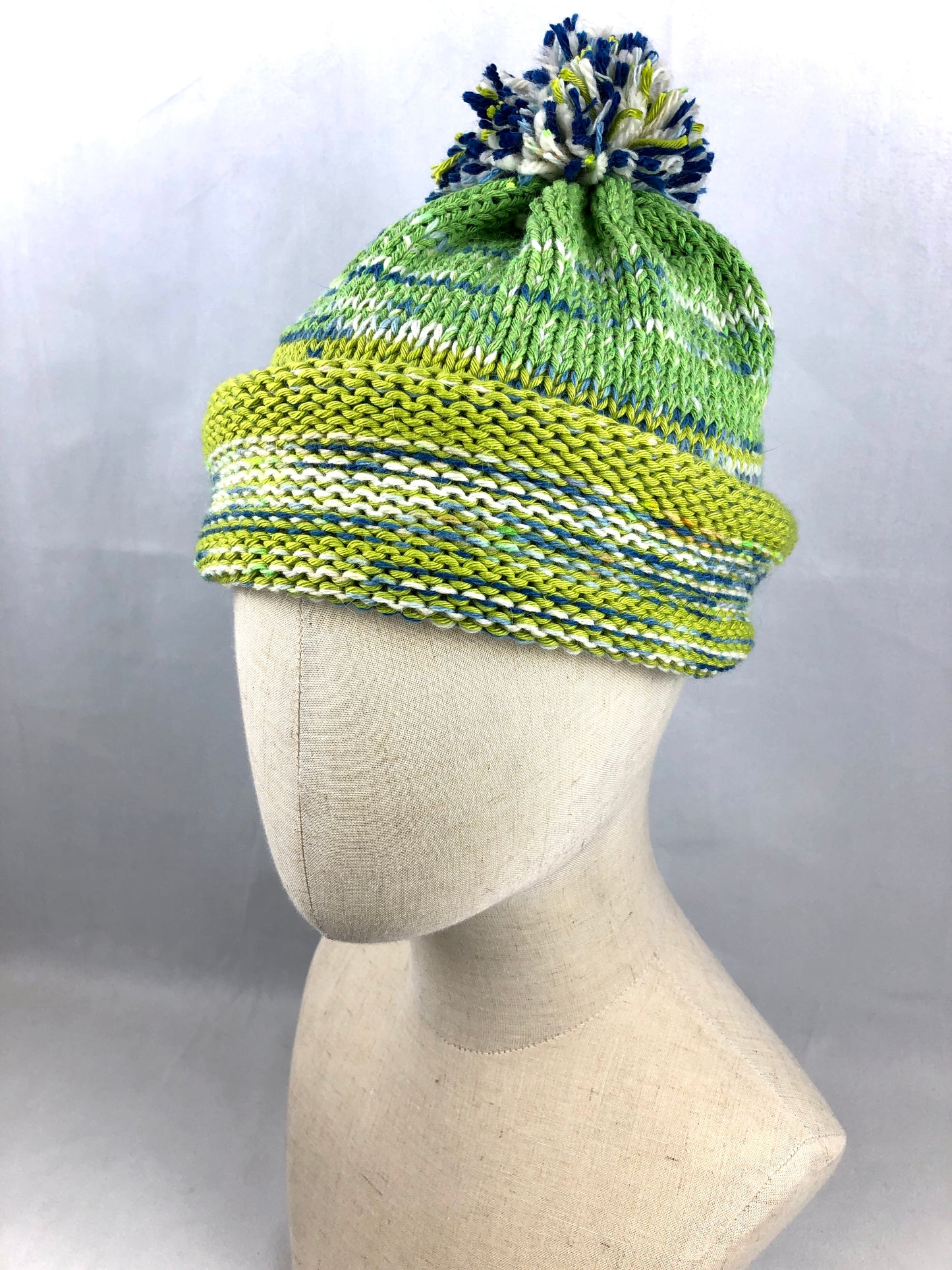 Green apple stripe beanie toque hat