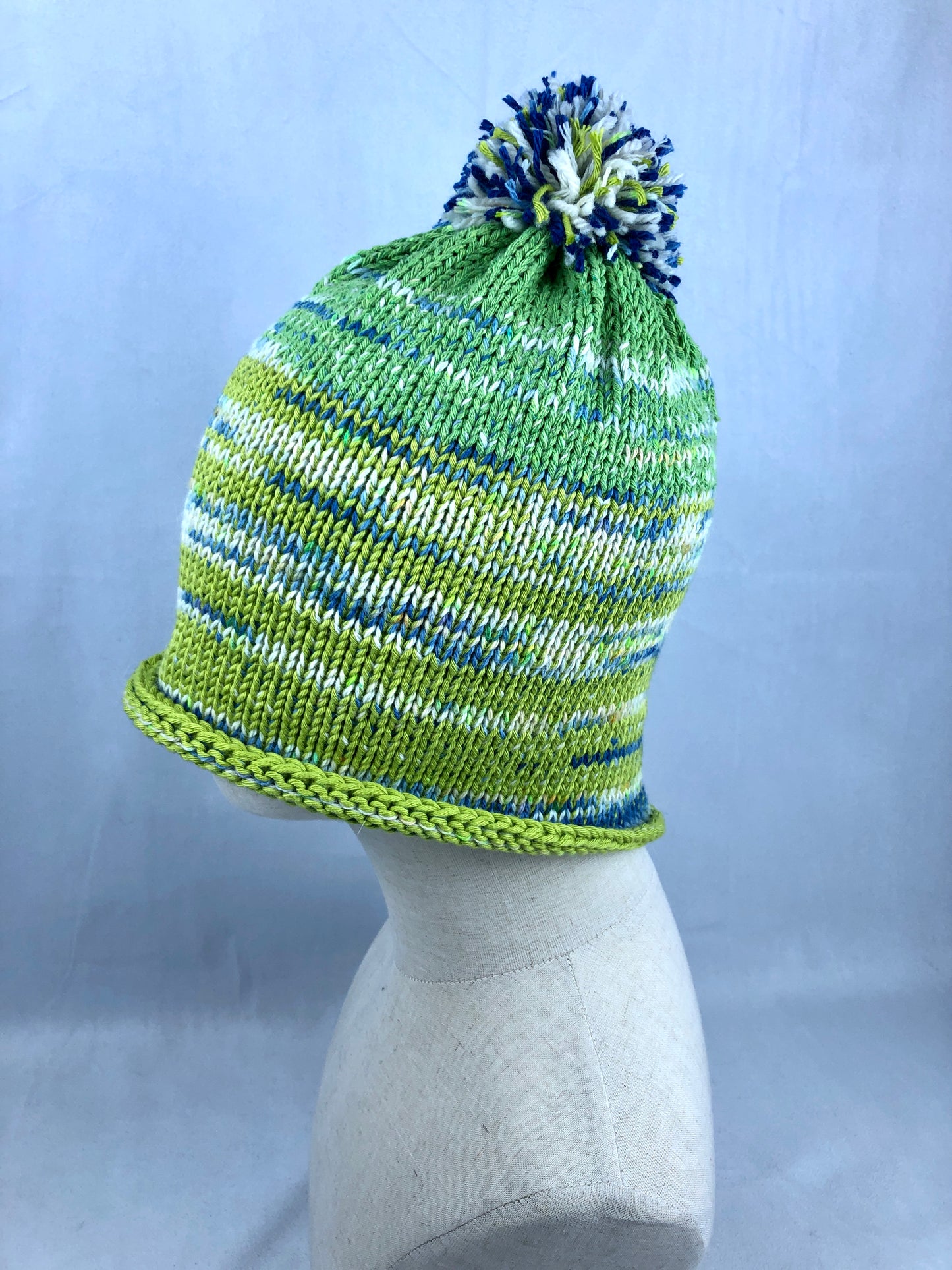 Green apple stripe beanie toque hat