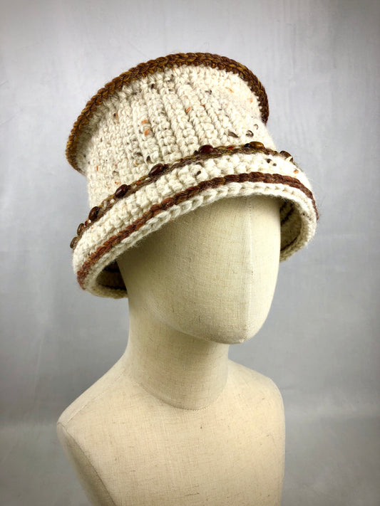 Mookaite cream tweed wool bucket hat