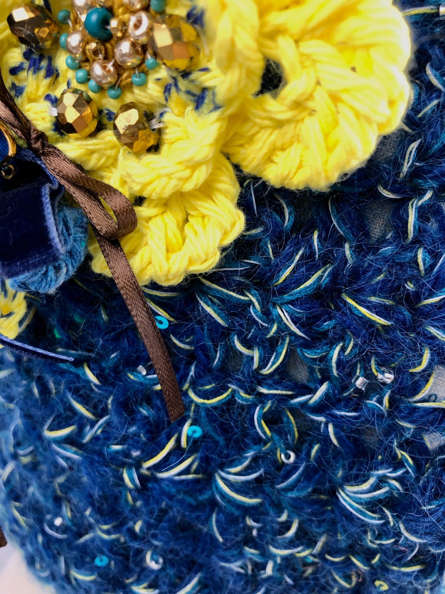 Blue mohair bonnet hat