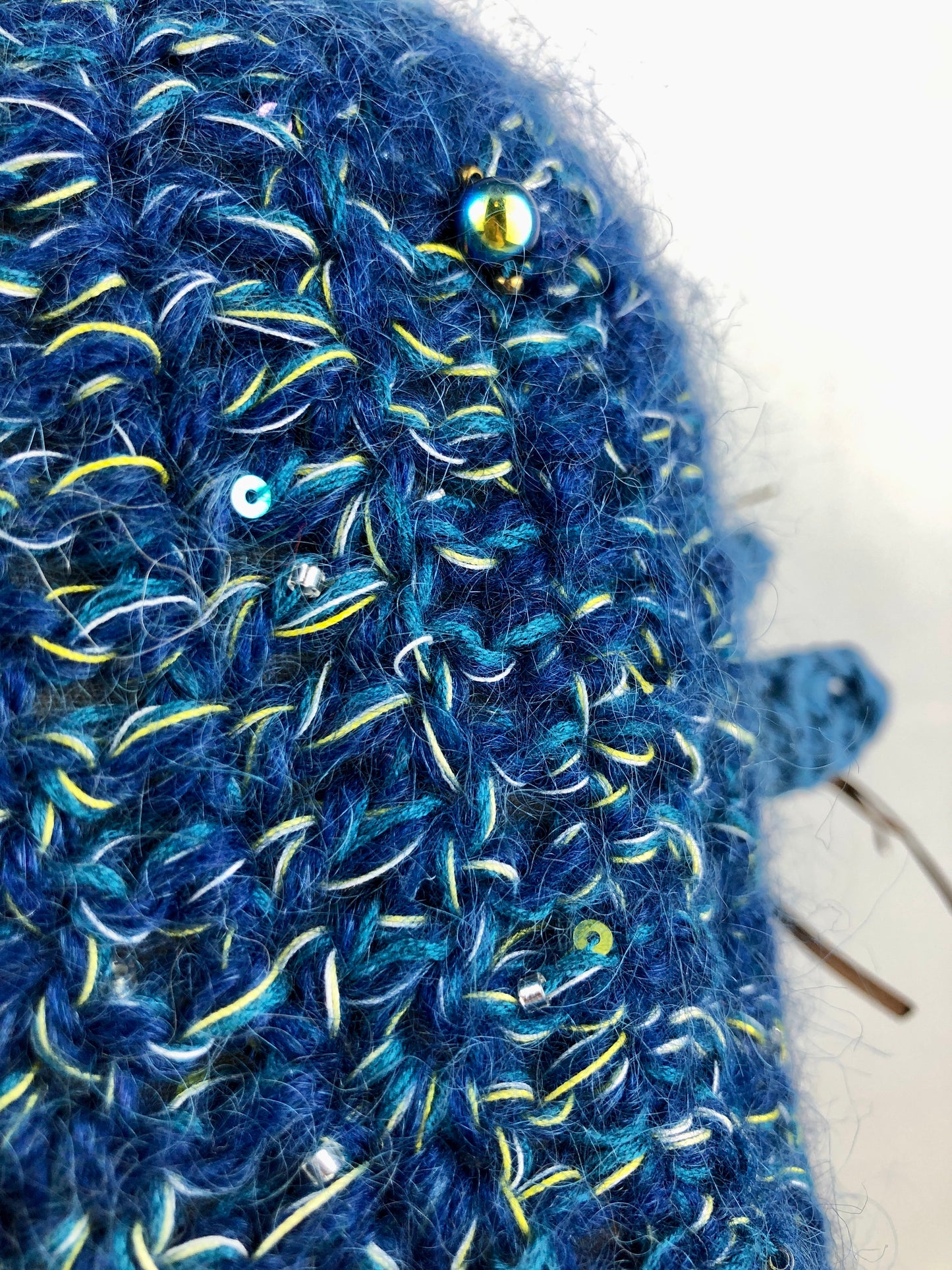 Blue mohair bonnet hat