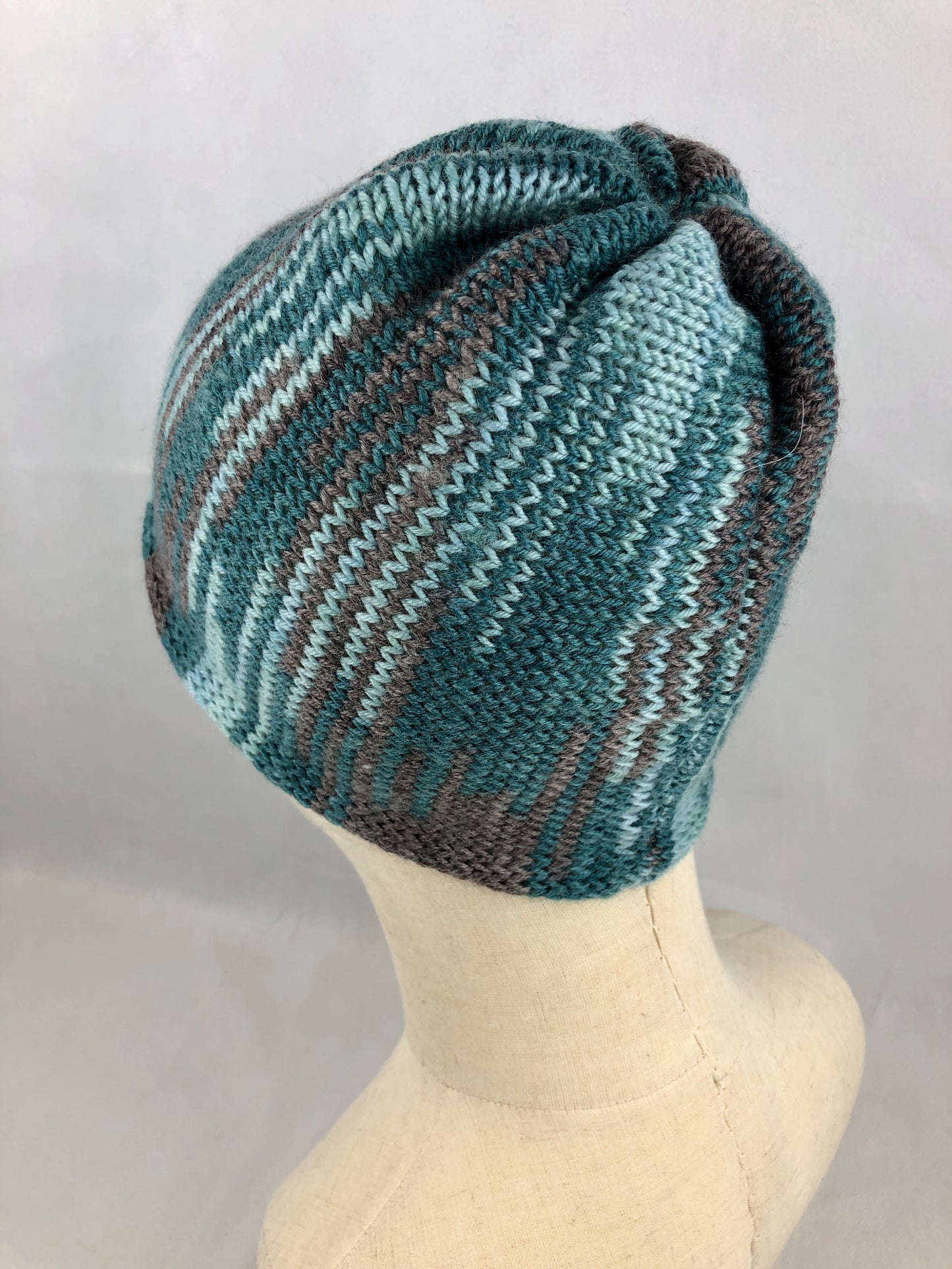 Teal grey sport merino beanie hat
