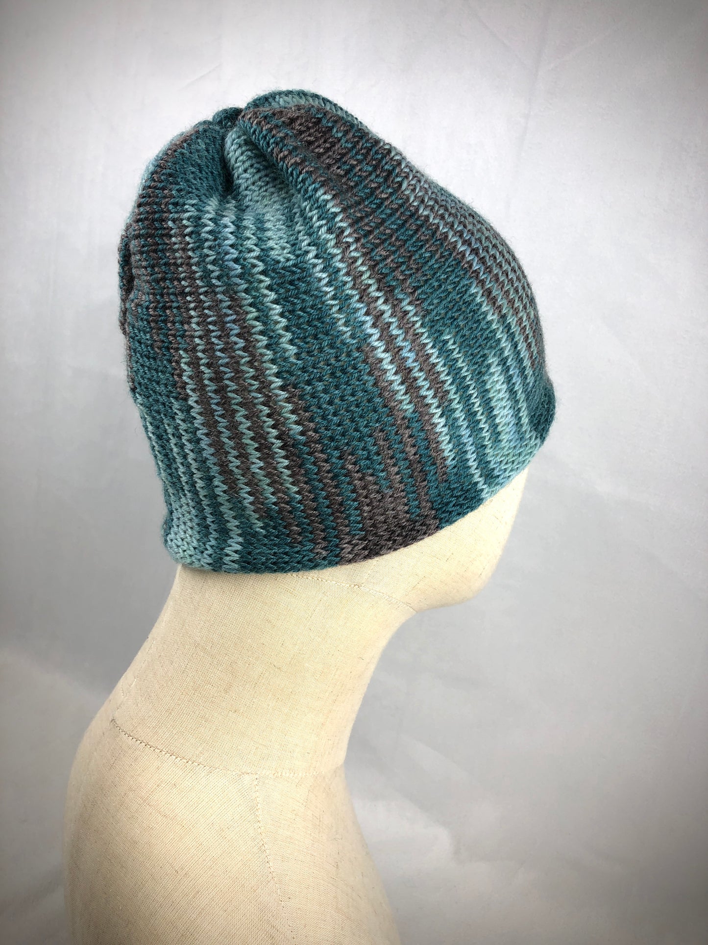 Teal grey sport merino beanie hat