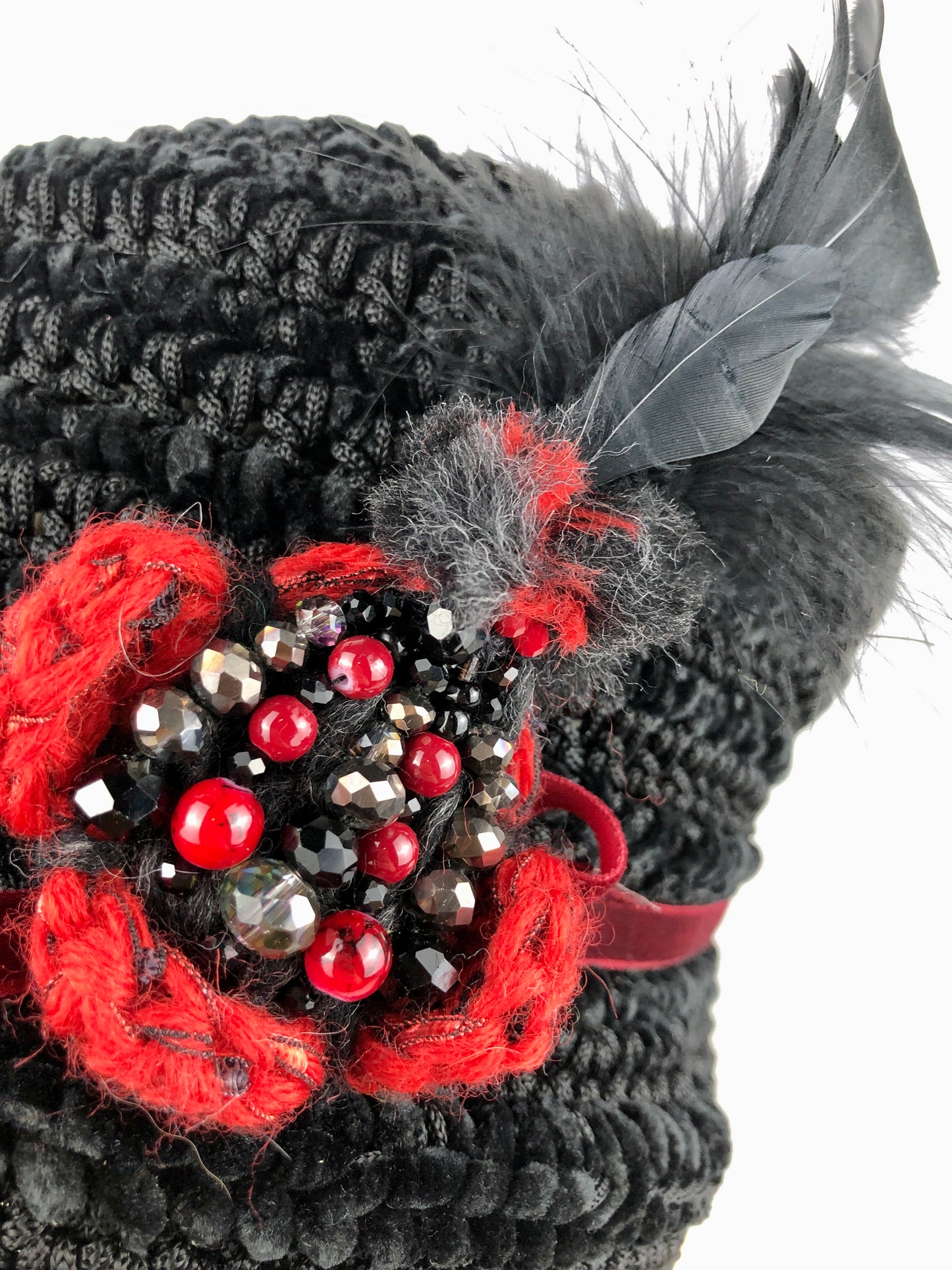 Black velvet bucket/cloche hat