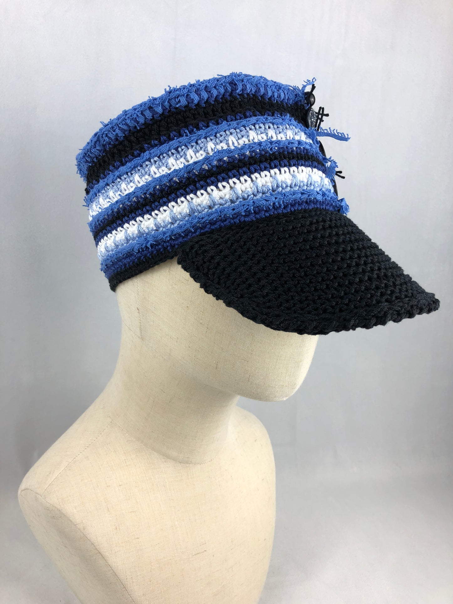 Blue cotton ball cap hat