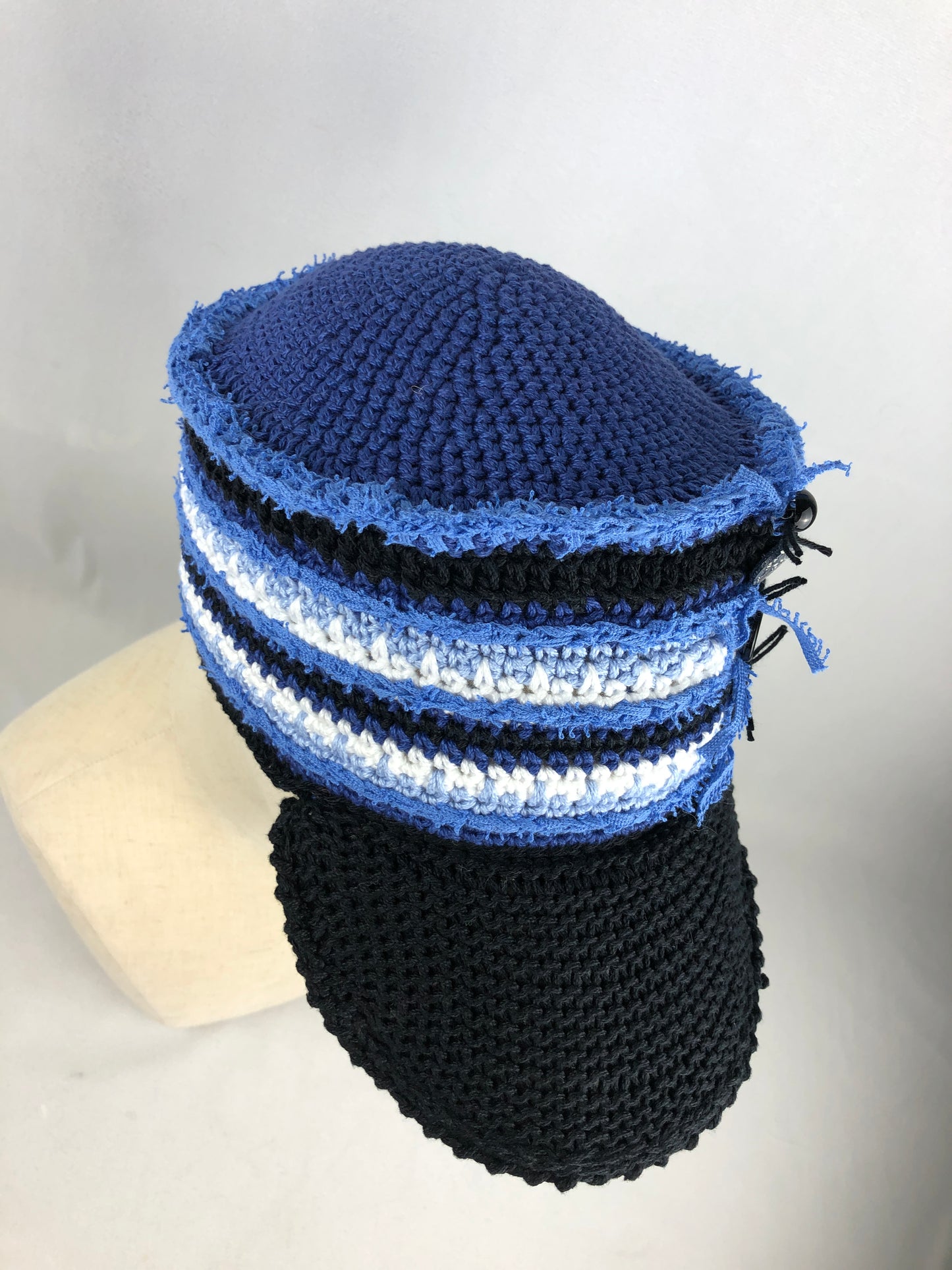 Blue cotton ball cap hat