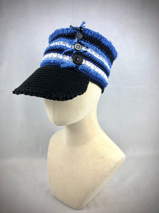 Blue cotton ball cap hat